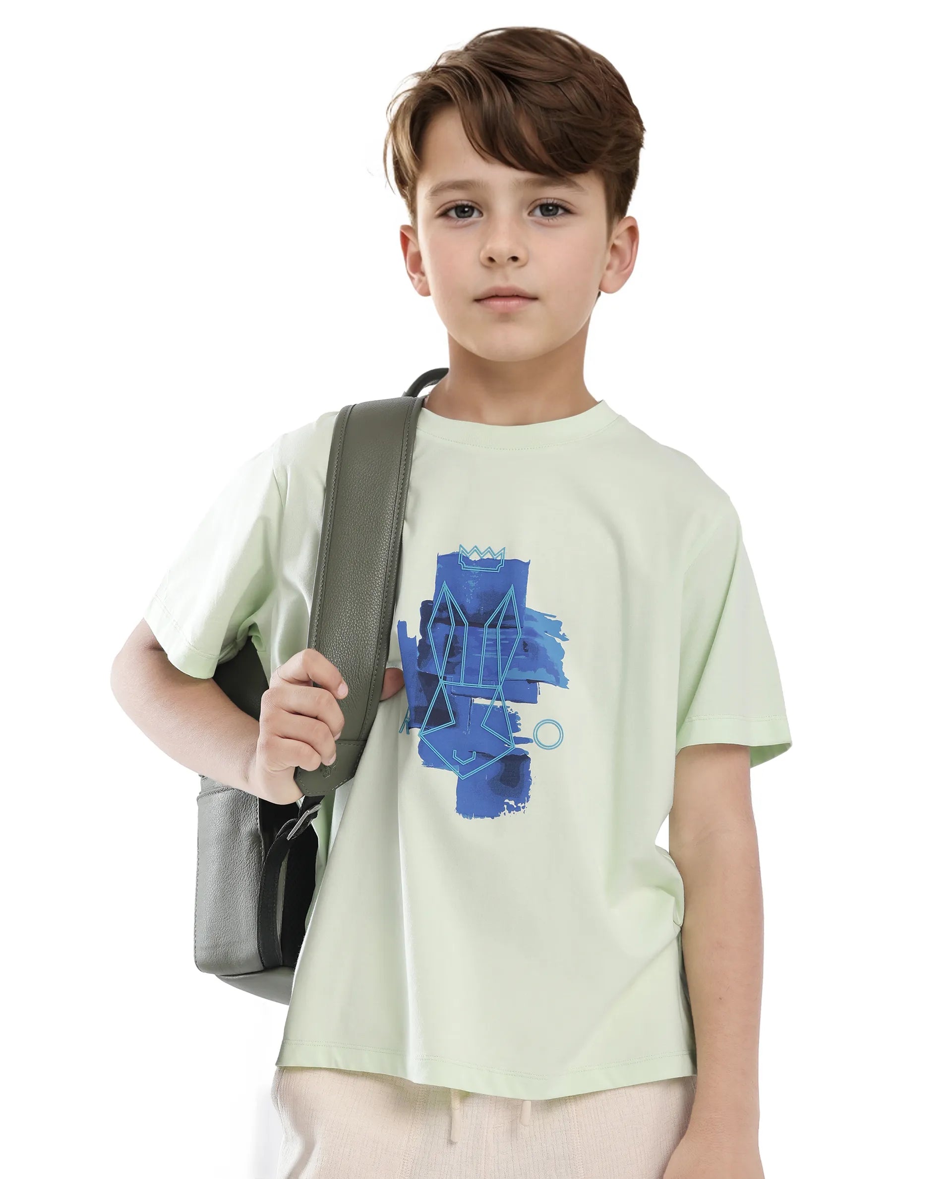 Rare Ones Kids Nemo Light Green Cotton Blend Short Sleeve Crew Neck Print T-Shirt