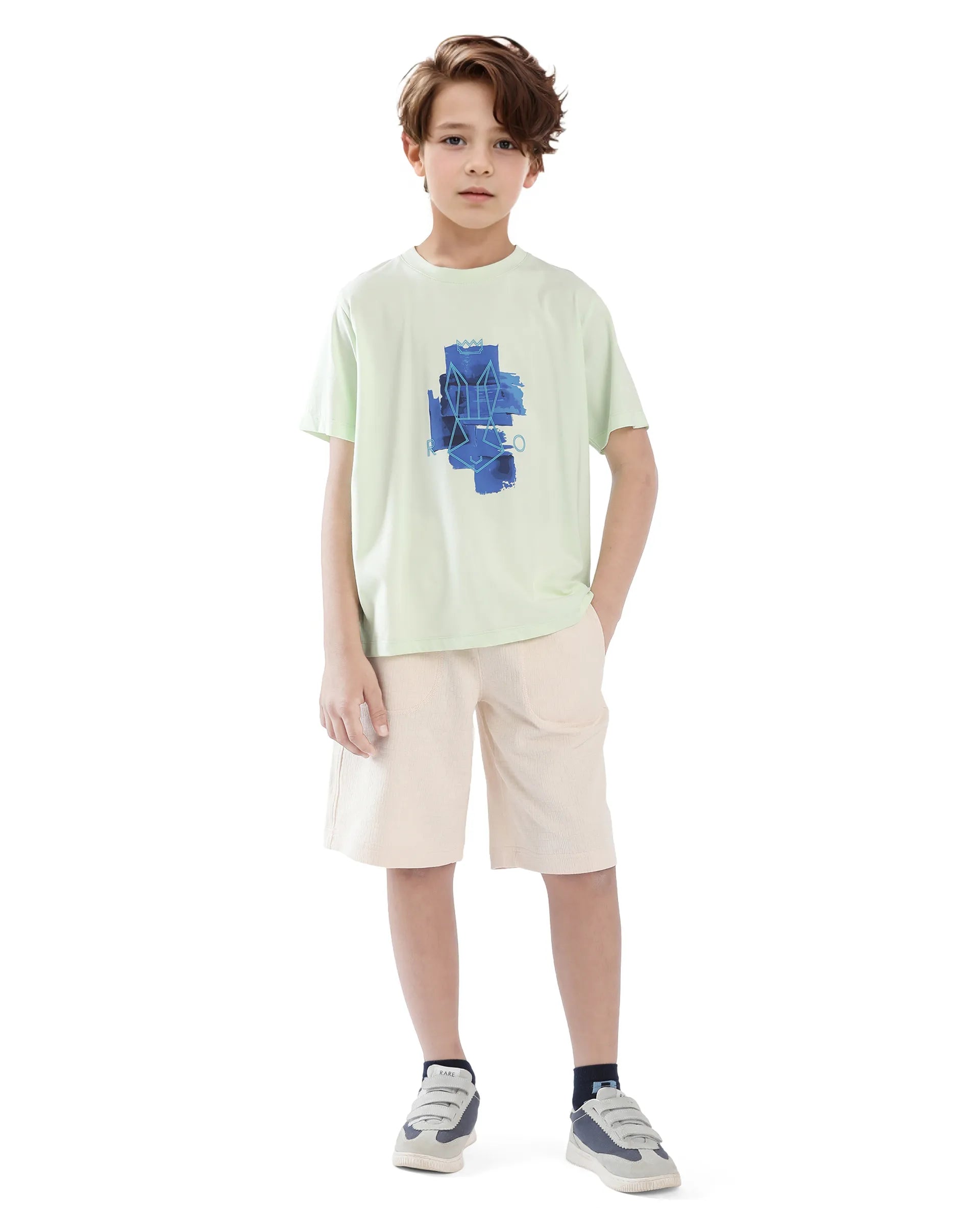 Rare Ones Kids Nemo Light Green Cotton Blend Short Sleeve Crew Neck Print T-Shirt