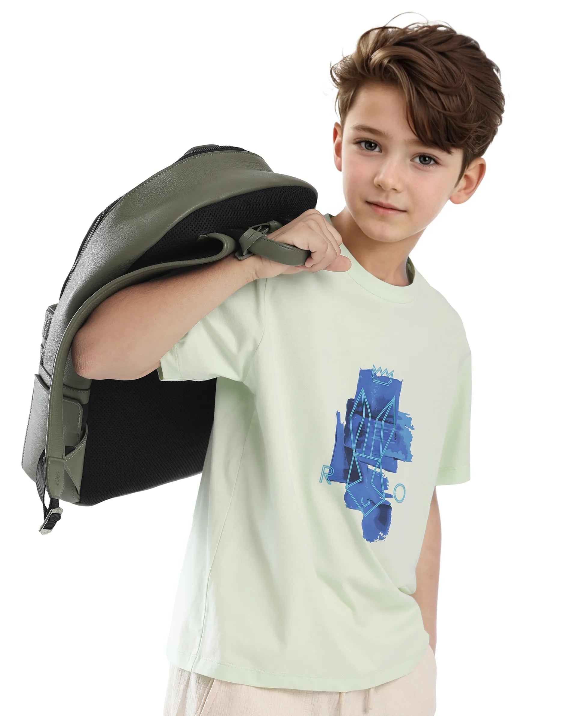 Rare Ones Kids Nemo Light Green Cotton Blend Short Sleeve Crew Neck Print T-Shirt