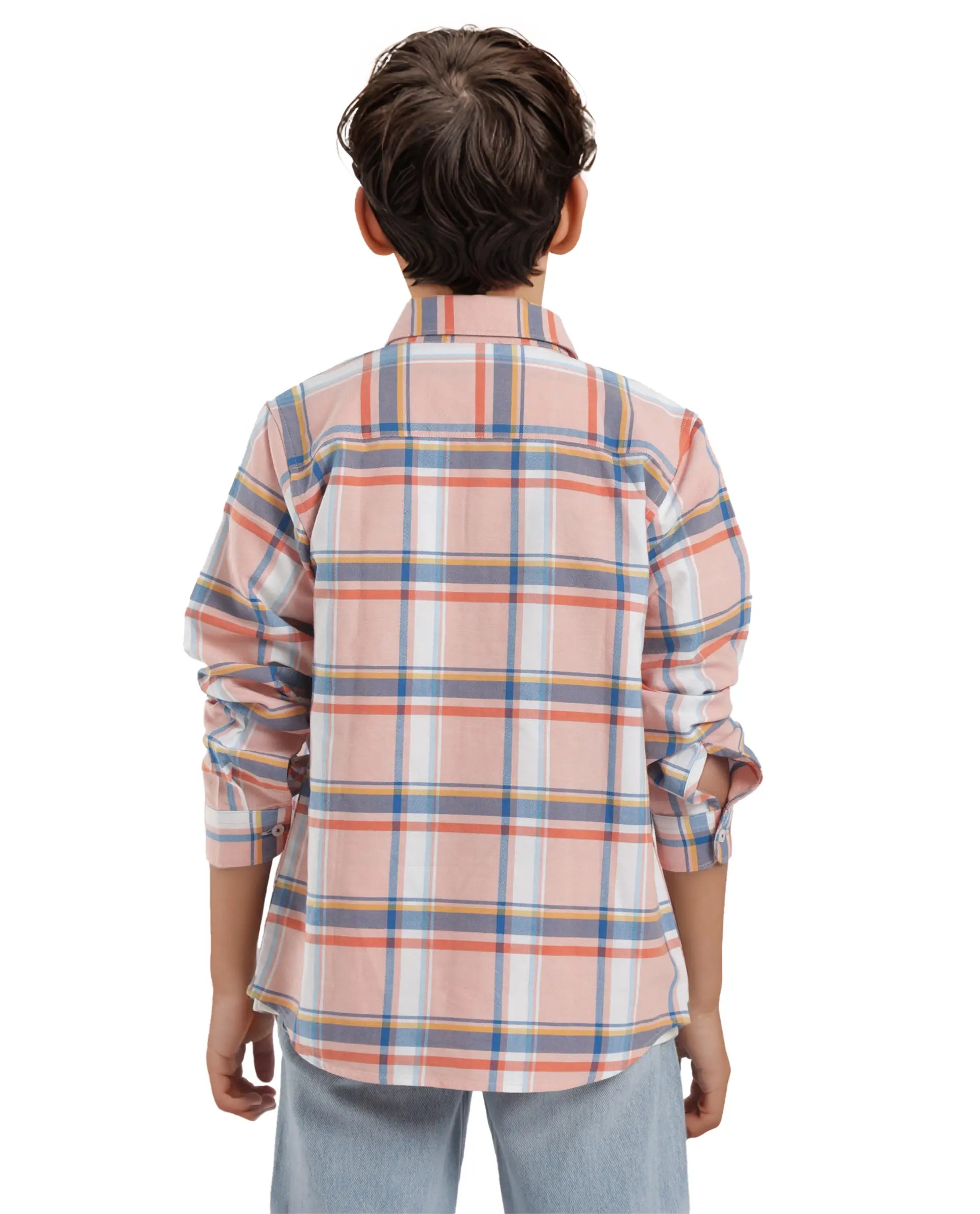 Rare Ones Kids Nes Pink Cotton Full Sleeves Button Down Regular Fit Checked Shirt