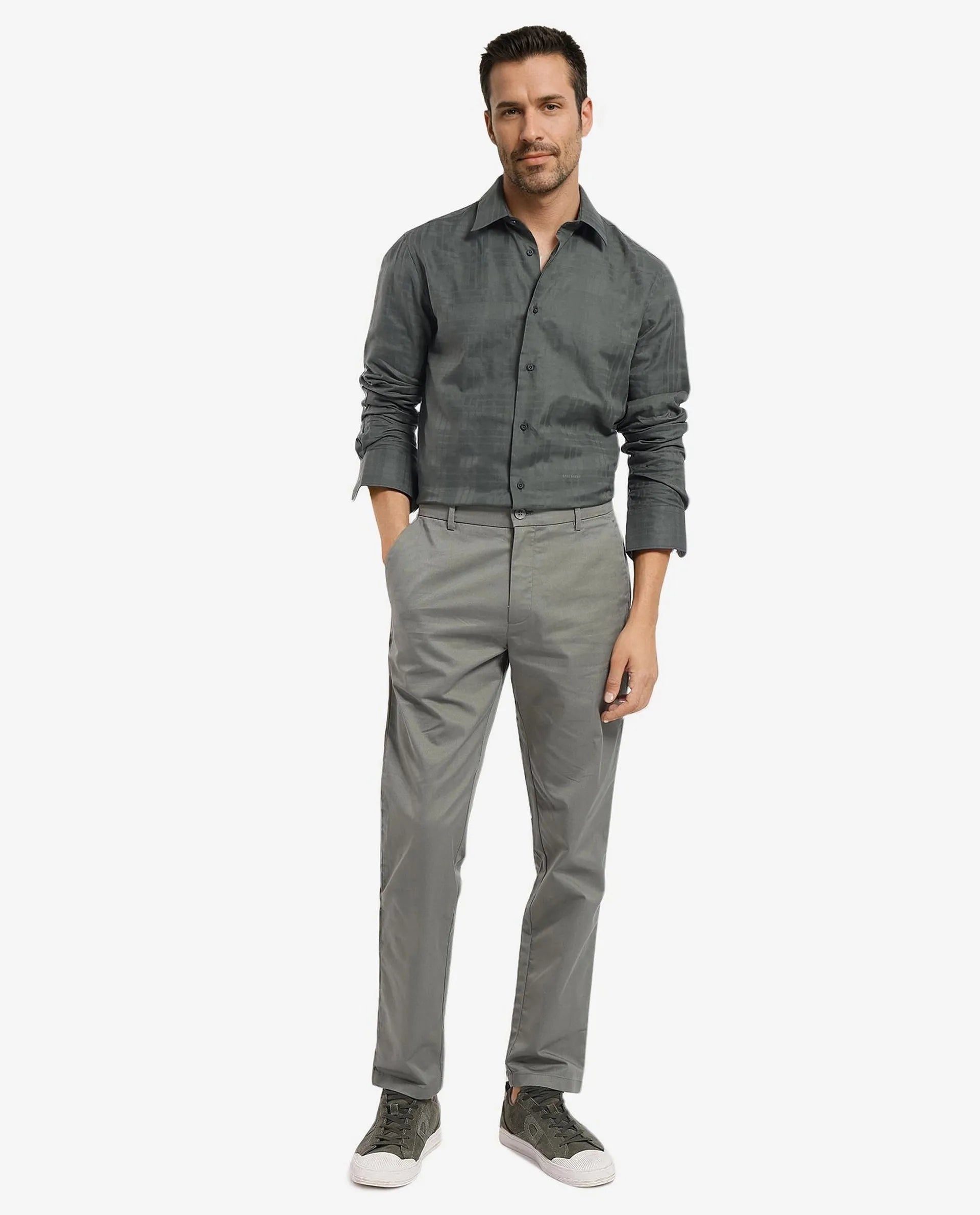 Rare Rabbit Men's Neske Dark Green Cotton Fabric Full Sleeve Regular Fit Checks Shirt
