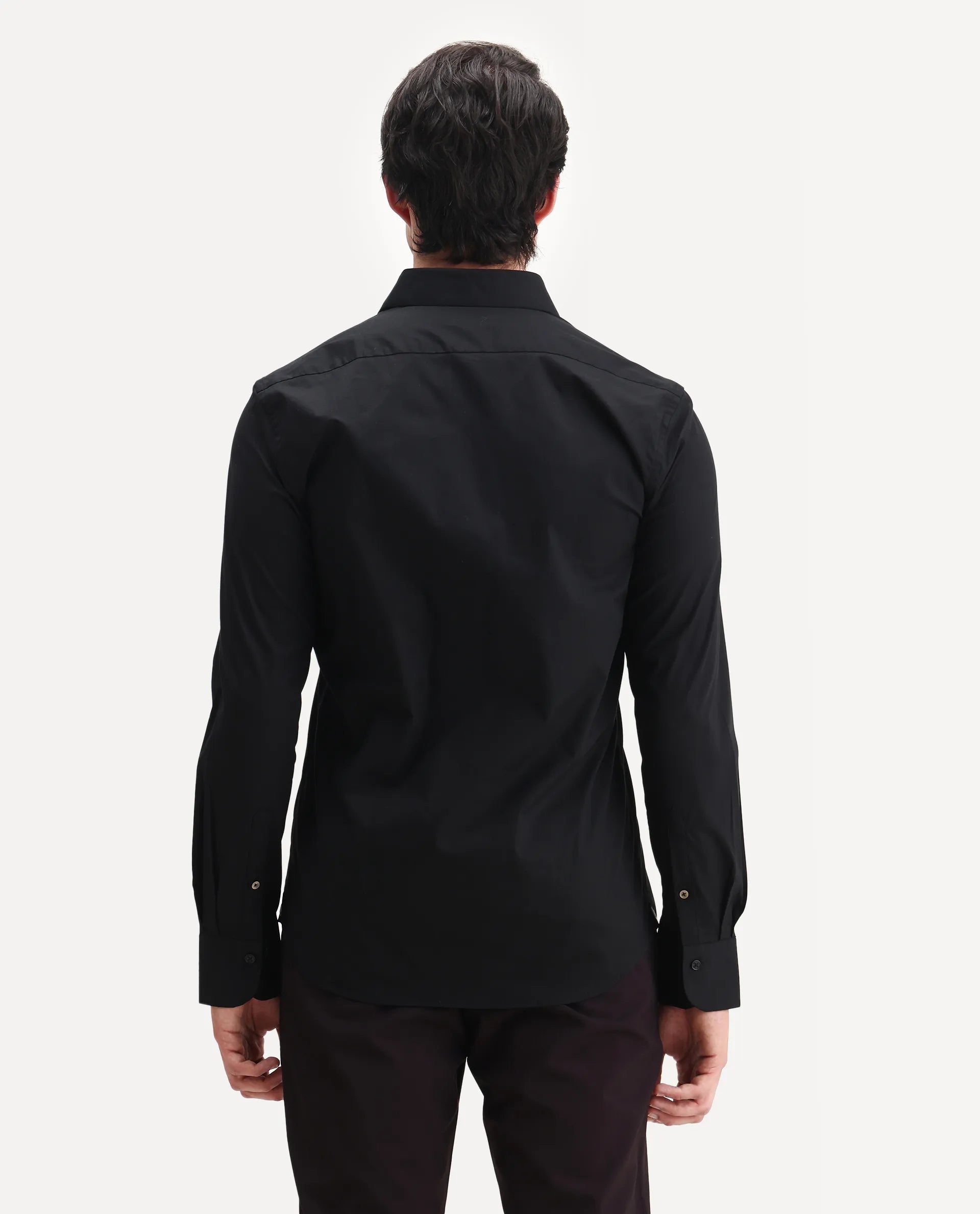 Rare Rabbit Men's Neutron8 Black Cotton Plain Regular Fit Full Sleeve Collared Shirt