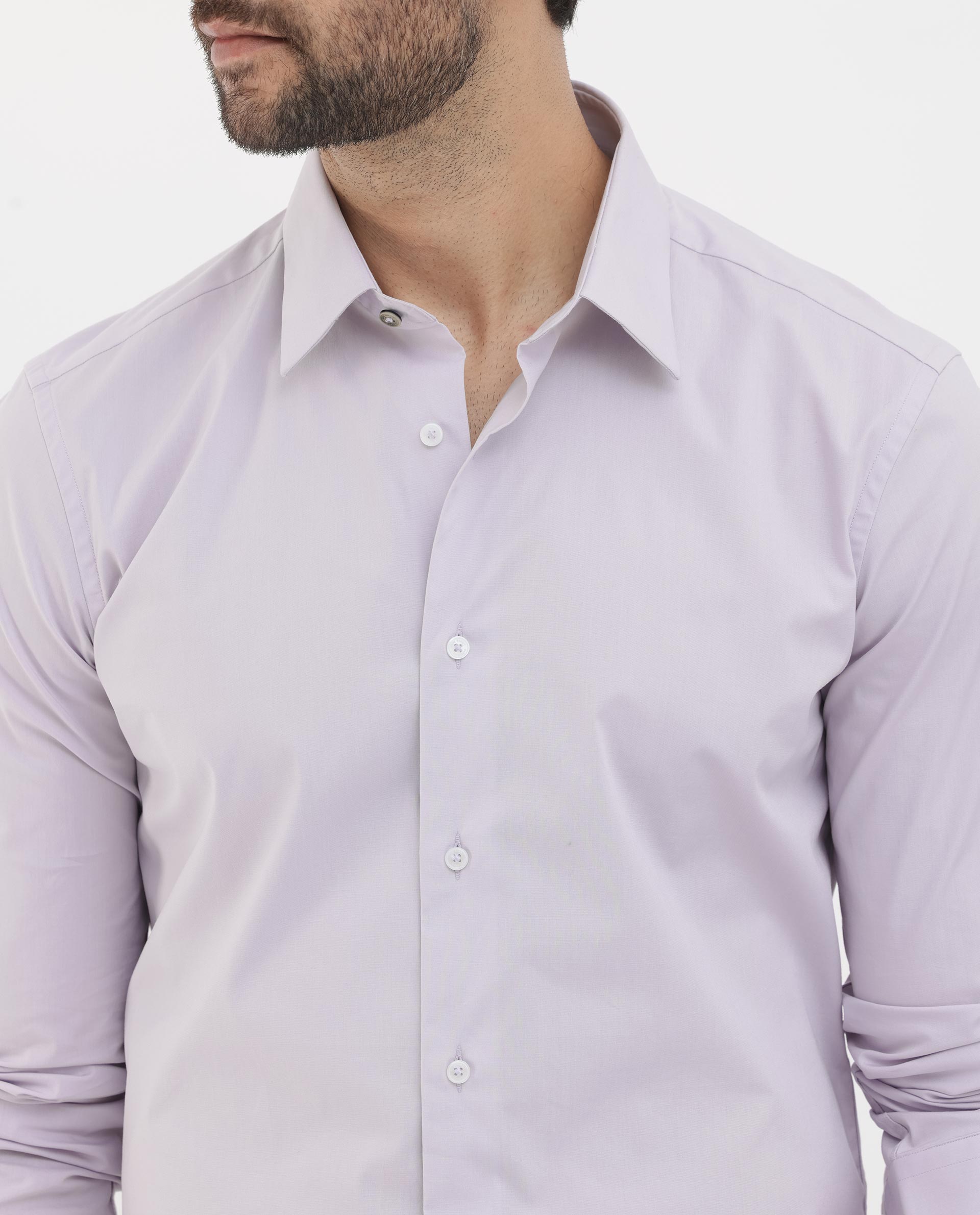 Rare Rabbit Men's Neutron-8 Pastel Purple Cotton Polyester Fabric Full Sleeves Solid Shirt