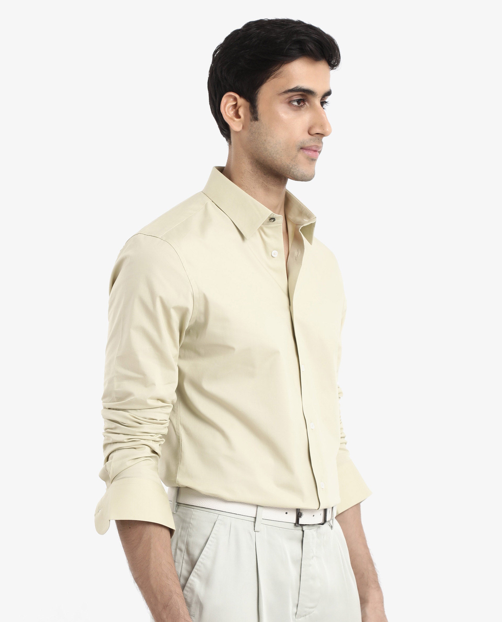 Rare Rabbit Men Neutron-9 Pastel Green Cotton Fabric Full Sleeves Regular Fit Solid Shirt