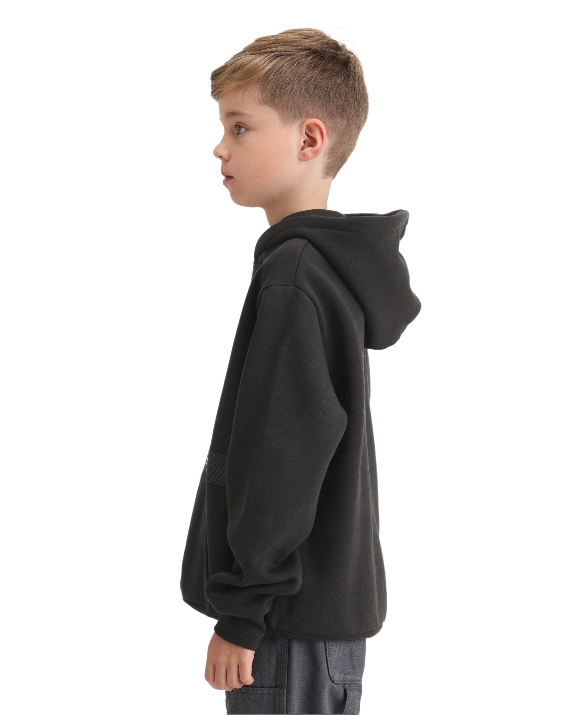 Rare Ones Kids Nexa-K Black Cotton Blend Hooded Boxy Fit Sweatshirt
