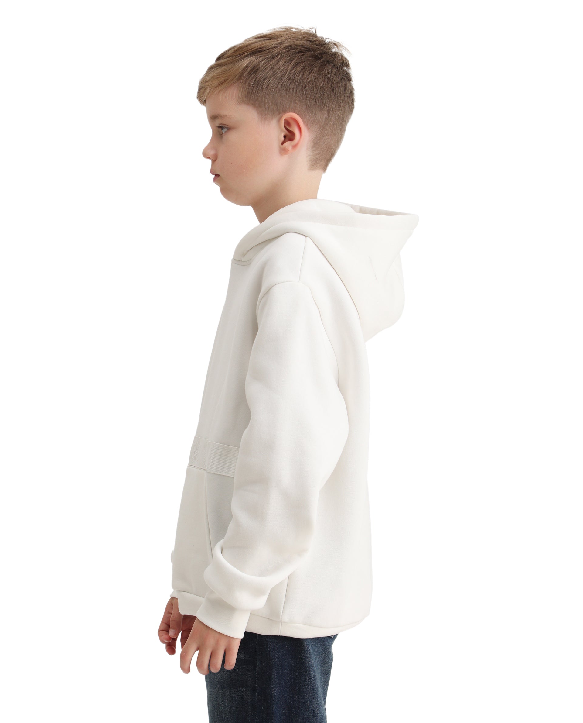 Rare Ones Kids Nexa-K Off White Cotton Blend Hooded Boxy Fit Sweatshirt