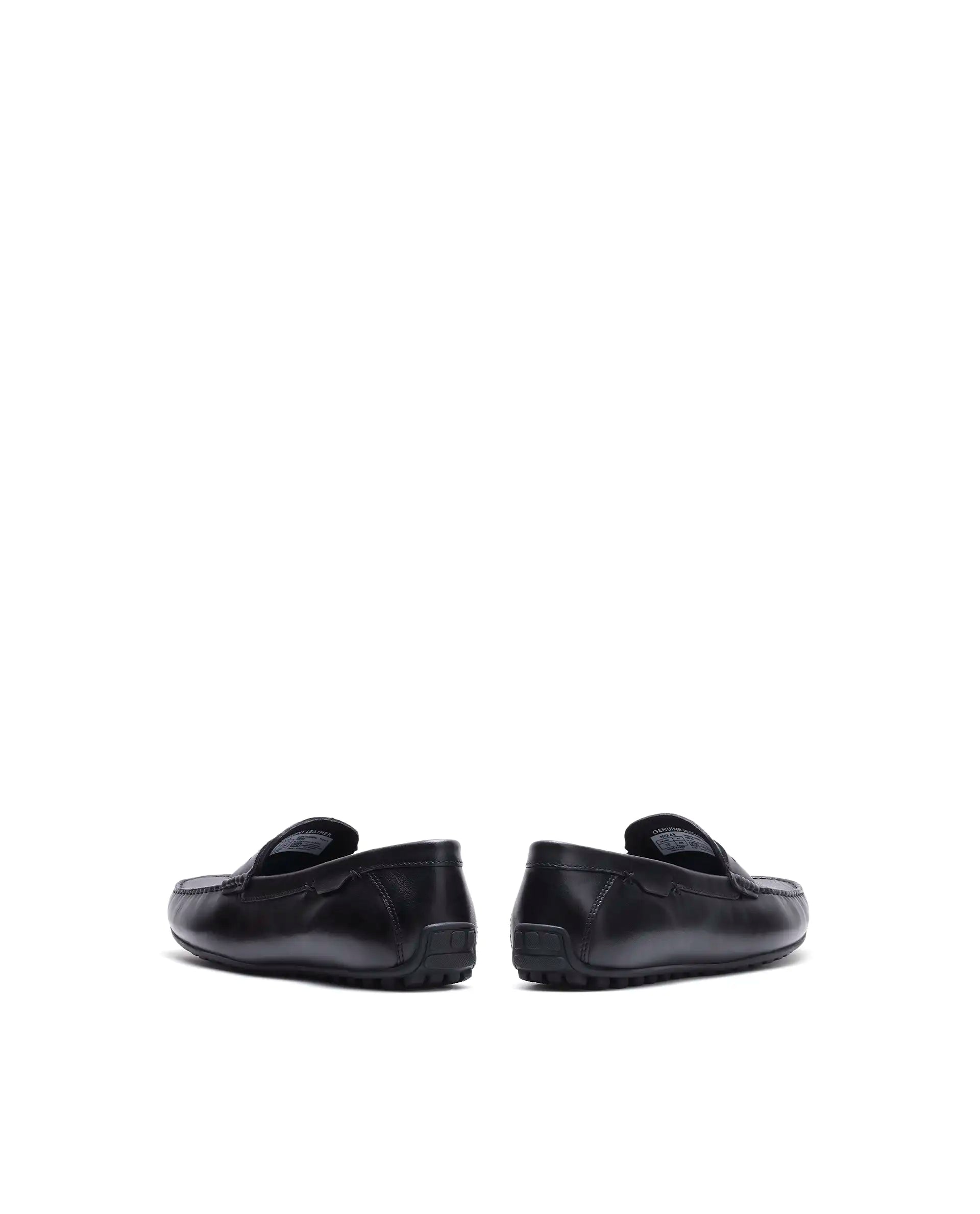 Rare Rabbit Men's Nexar Black Micro-textured Leather Drivers