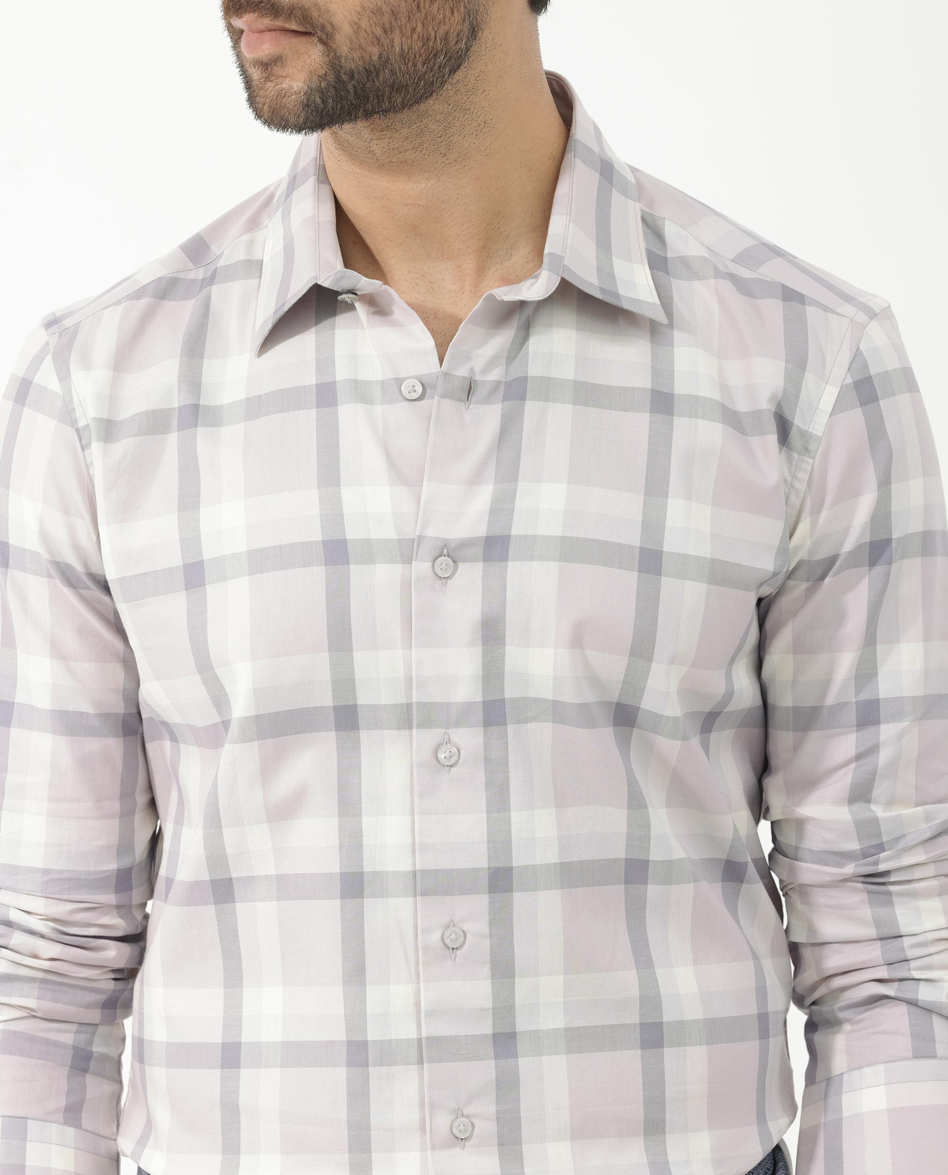 Rare Rabbit Men's Nexi Dusky Purple Cotton Full Sleeve Checks Shirt