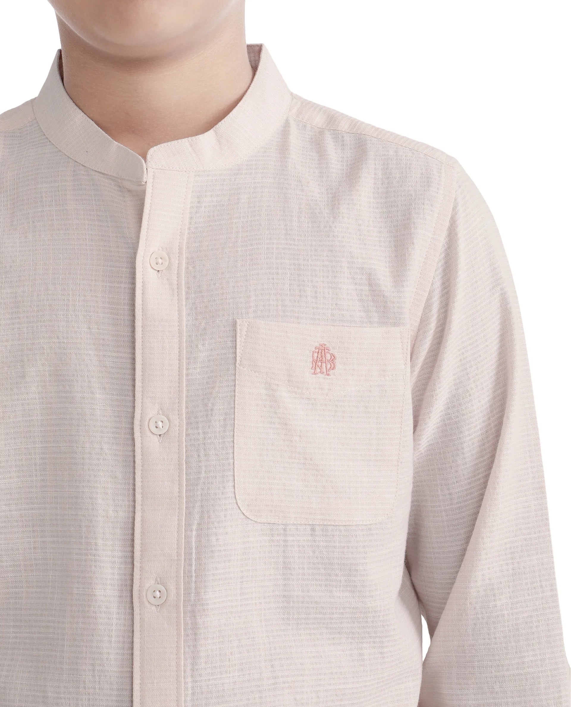 Rare Ones Kids Nexo Peach Cotton Half Sleeve Button Striped Regular Fit Shirt