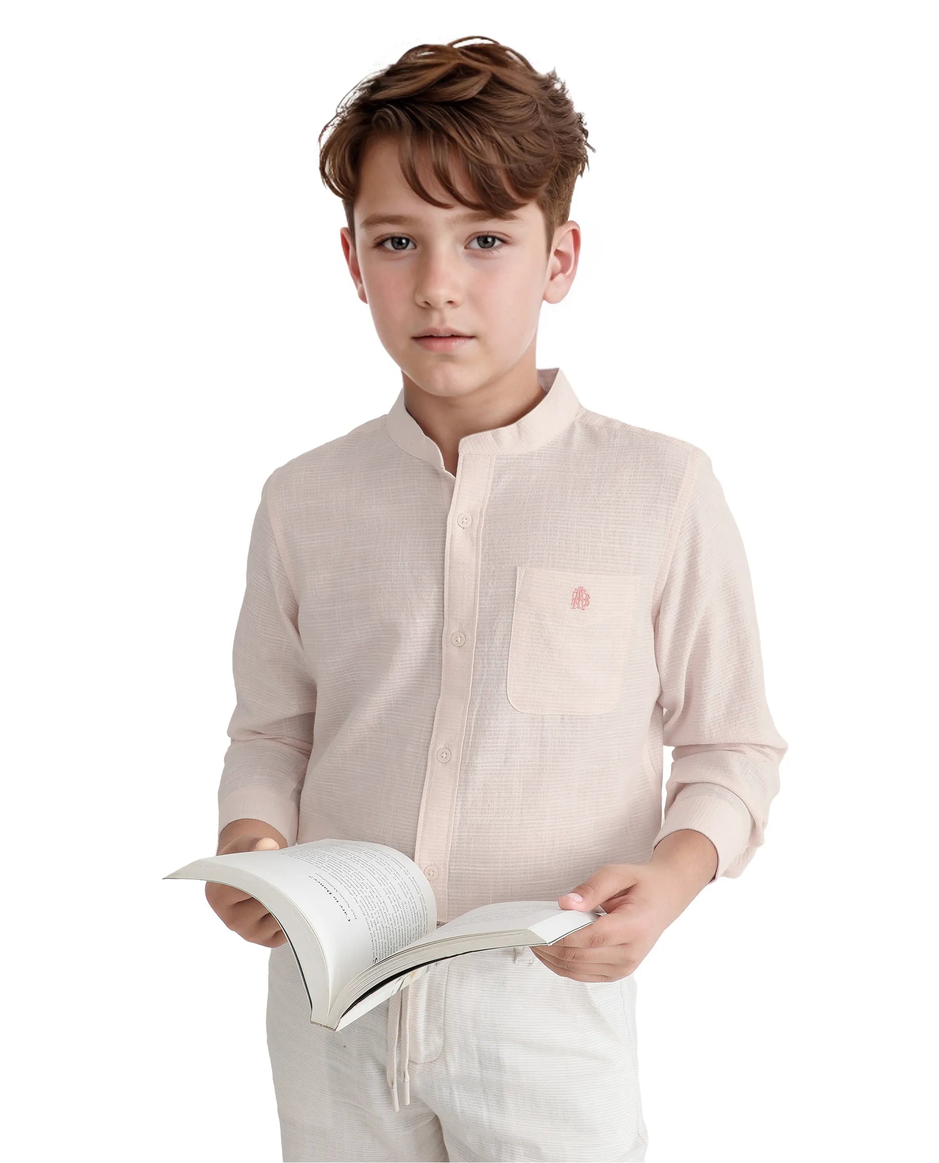 Rare Ones Kids Nexo Peach Cotton Half Sleeve Button Striped Regular Fit Shirt