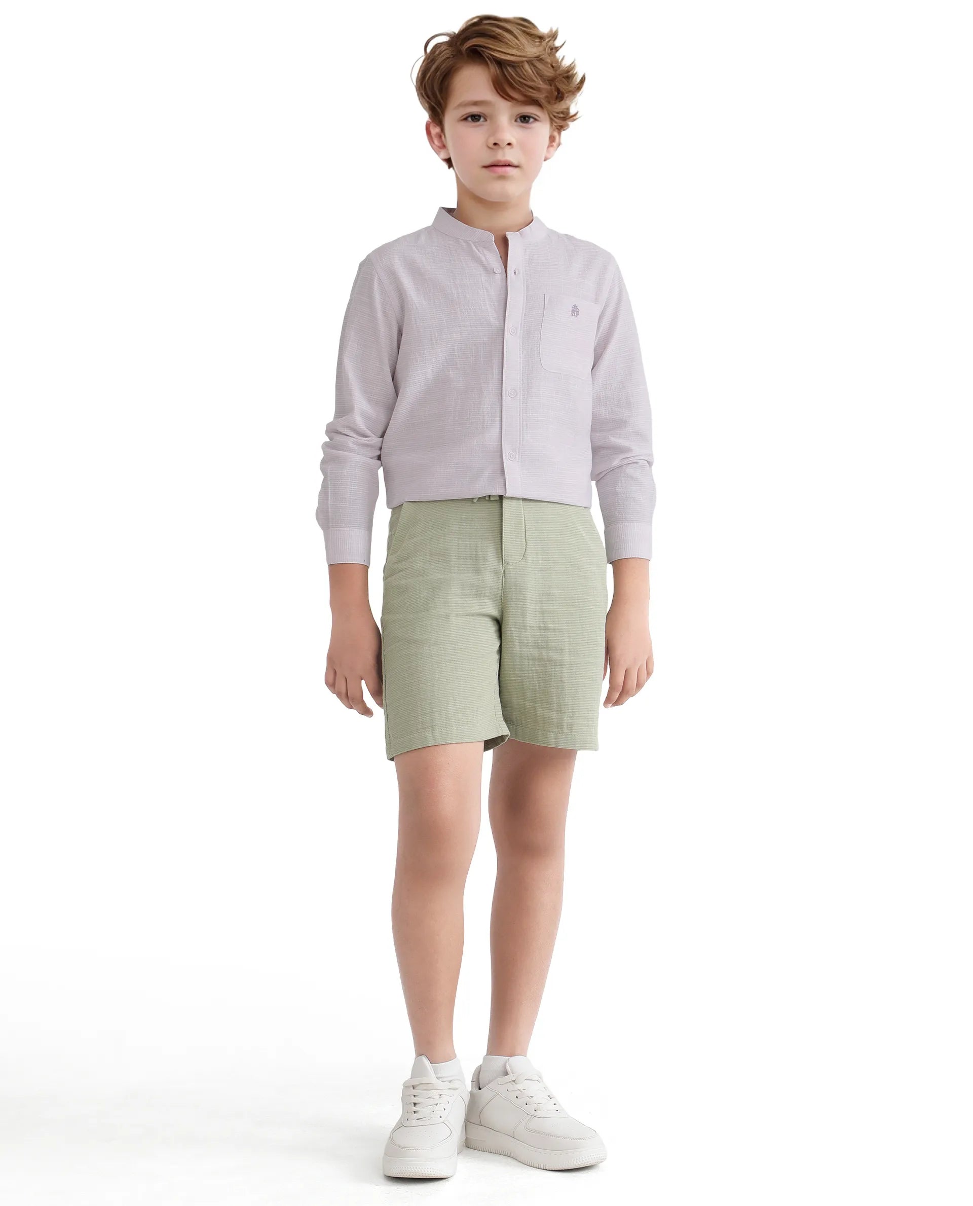 Rare Ones Kids Nexo Purple Cotton Half Sleeve Button Striped Regular Fit Shirt