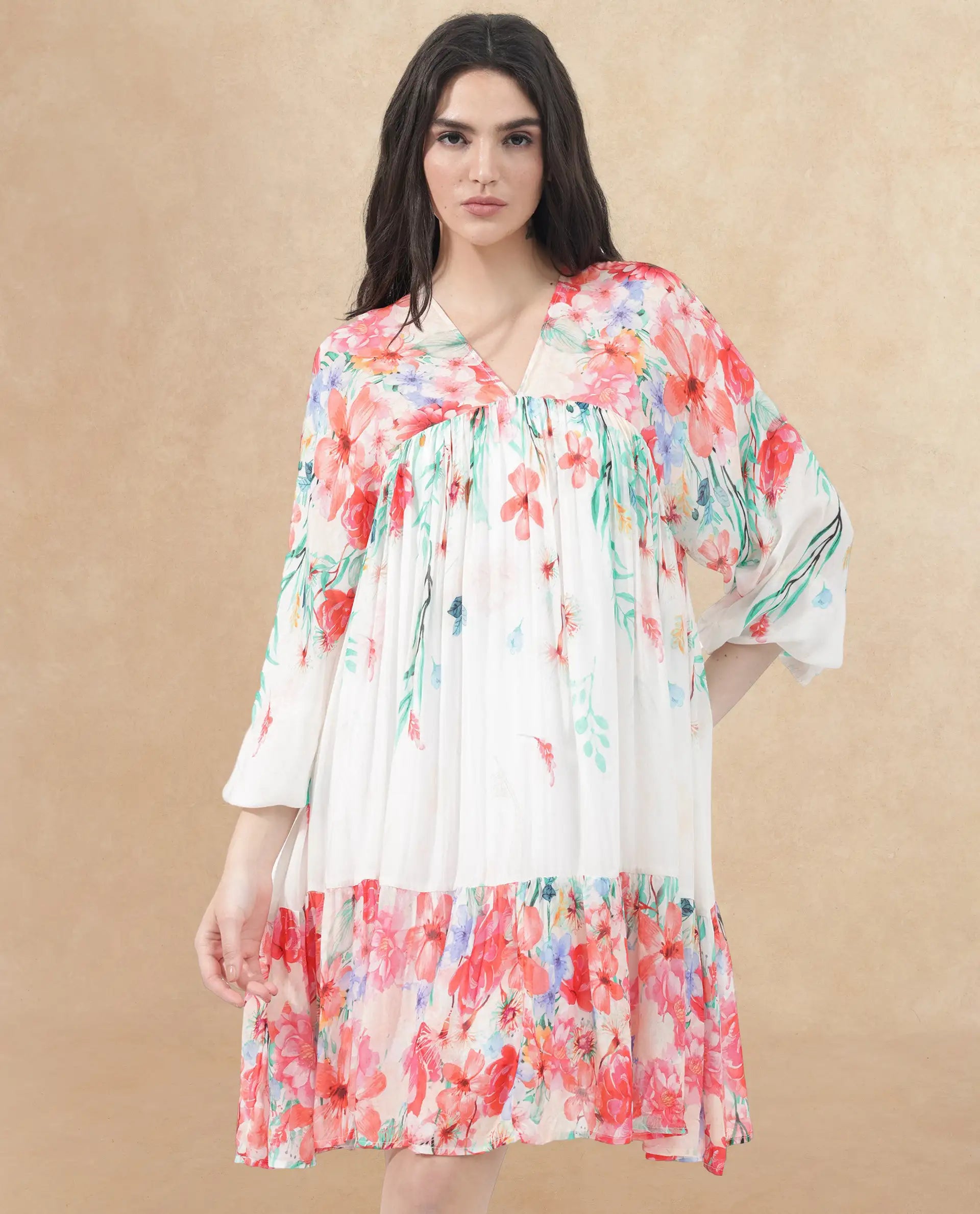 Rareism Womens Nicheo Multi Dress Full Sleeve Print