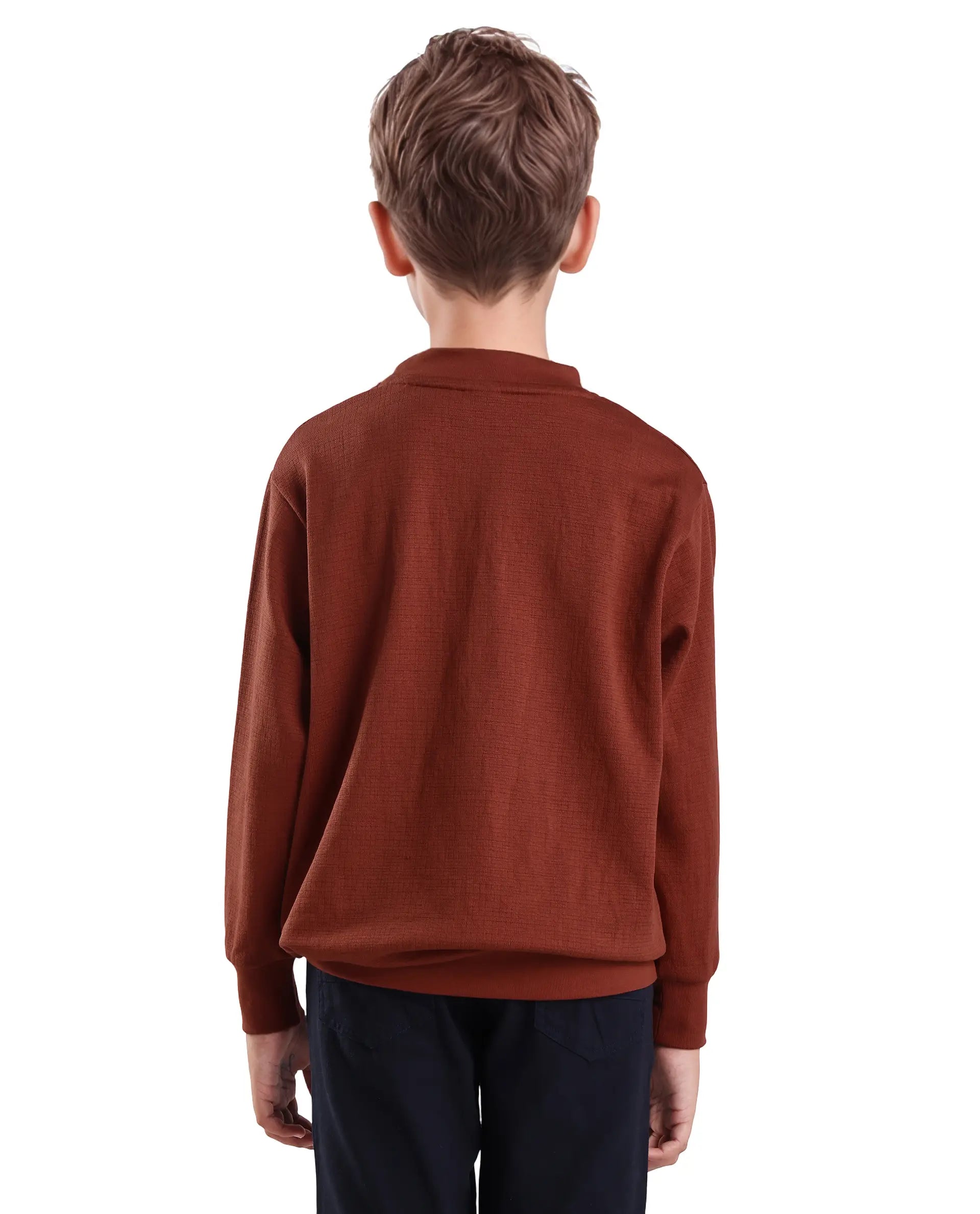 Rare Ones Kids Niko Rust Cotton Blend Solid Oversized Sweatshirt