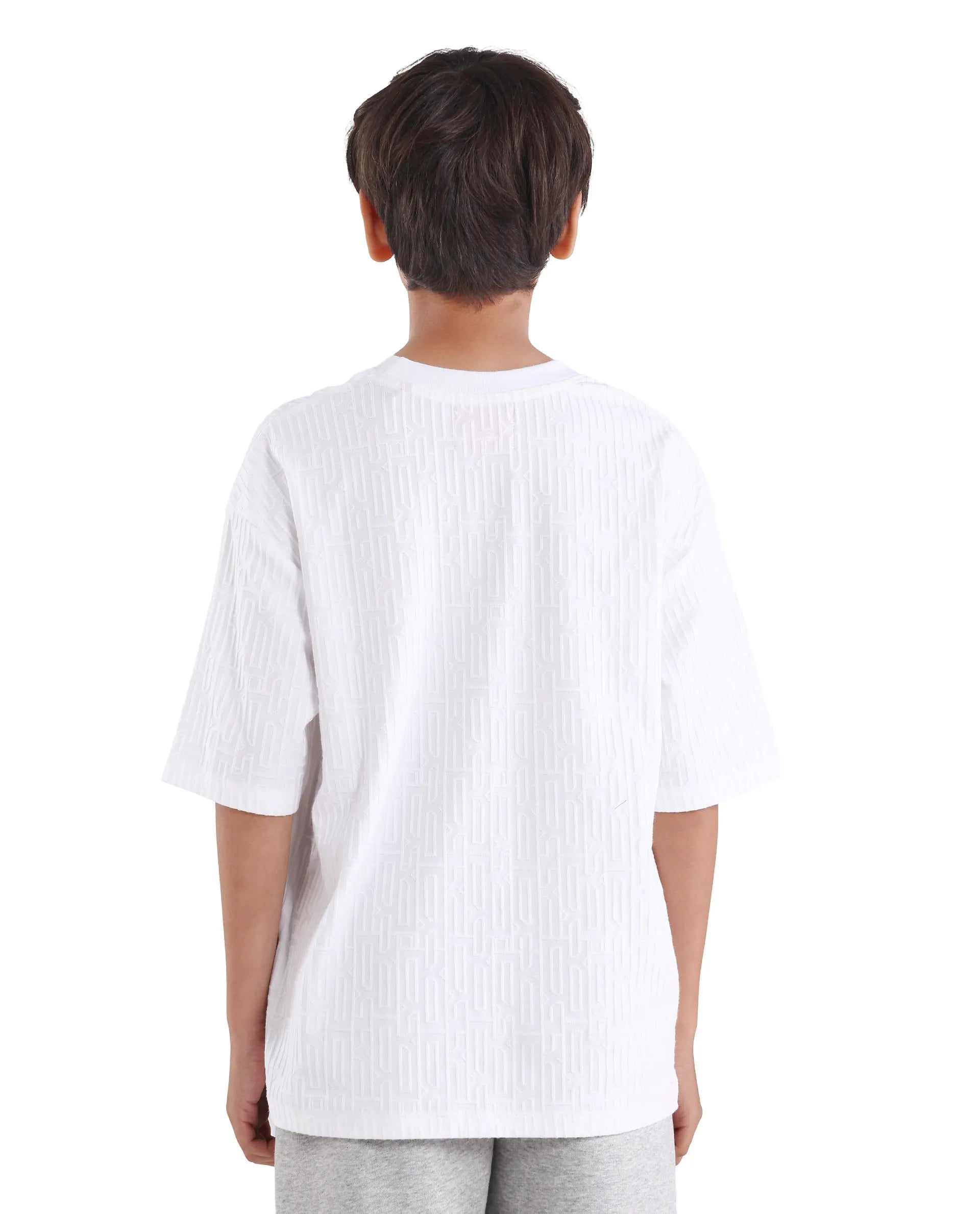 Rare Ones Kids Nikos White Polyester Blend Pull-On Closure Jacquard Regular Fit T-Shirt