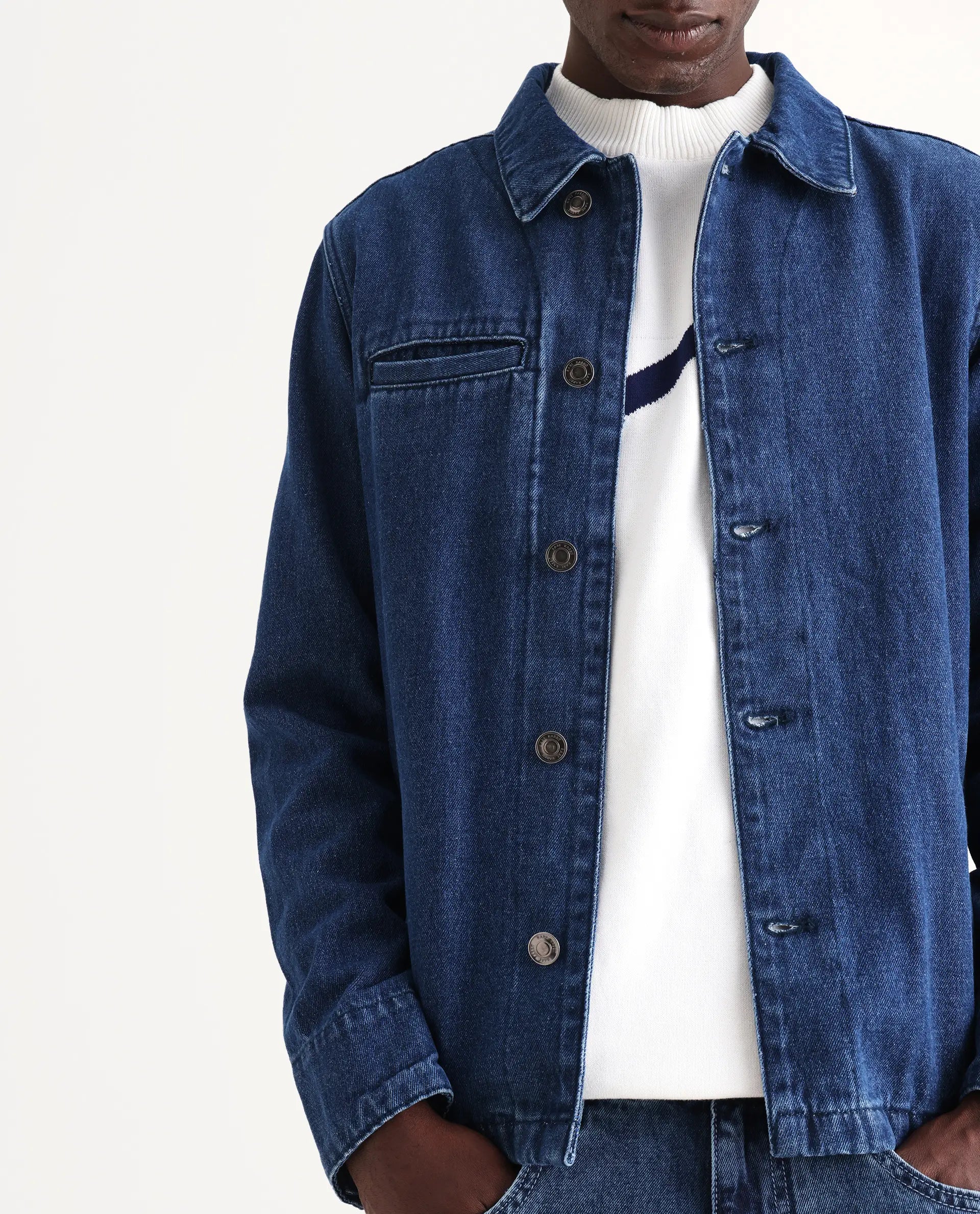 Rare Rabbit Men's Nio Blue Cotton Plain Regular Fit Full Sleeve Spread Collar Jacket