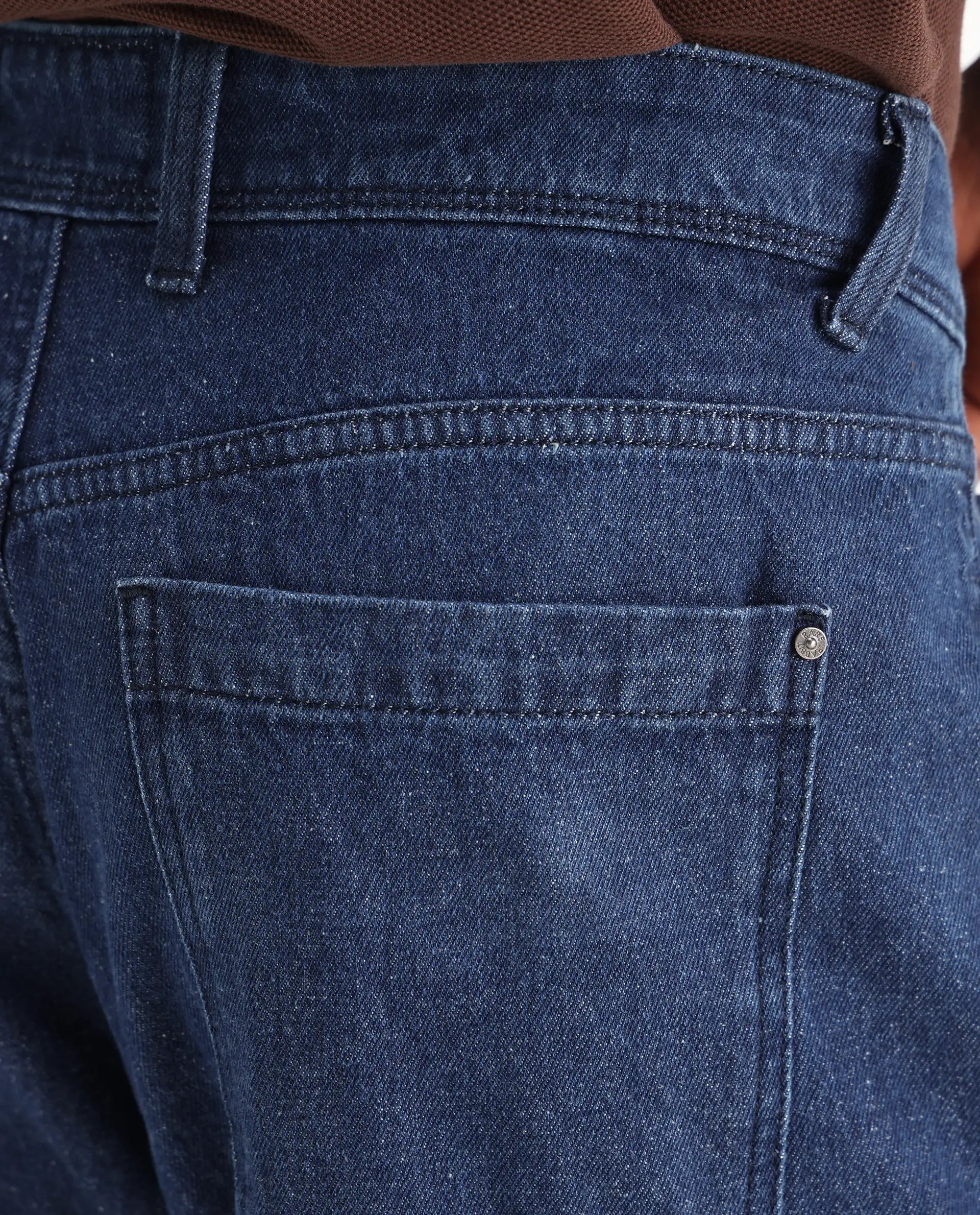 Rare Rabbit Men's Niot Blue Cotton Plain Baggy Fit Jeans