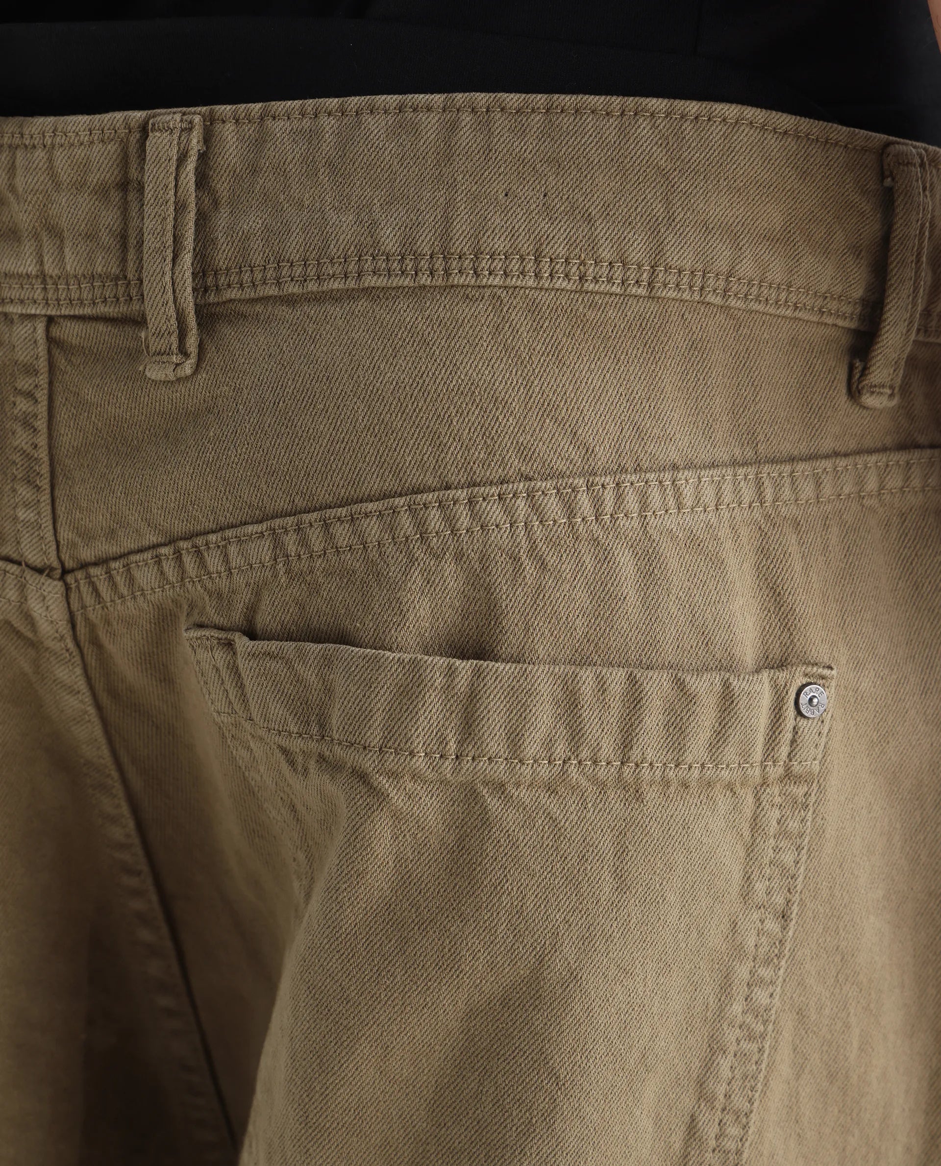 Rare Rabbit Men's Niot Khaki Cotton Plain Baggy Fit Jeans