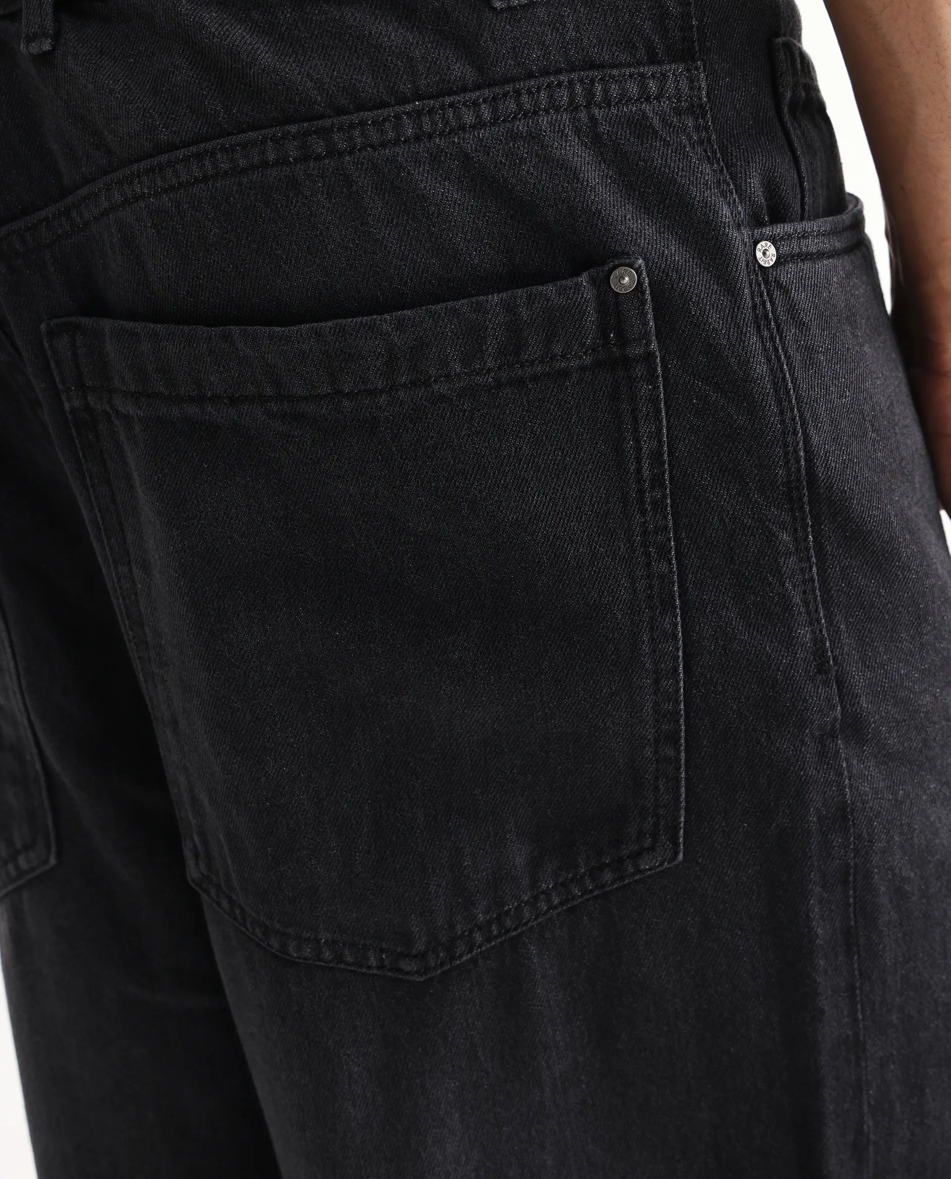 Rare Rabbit Men's Niret Dark Grey Cotton Plain Baggy Fit Jeans