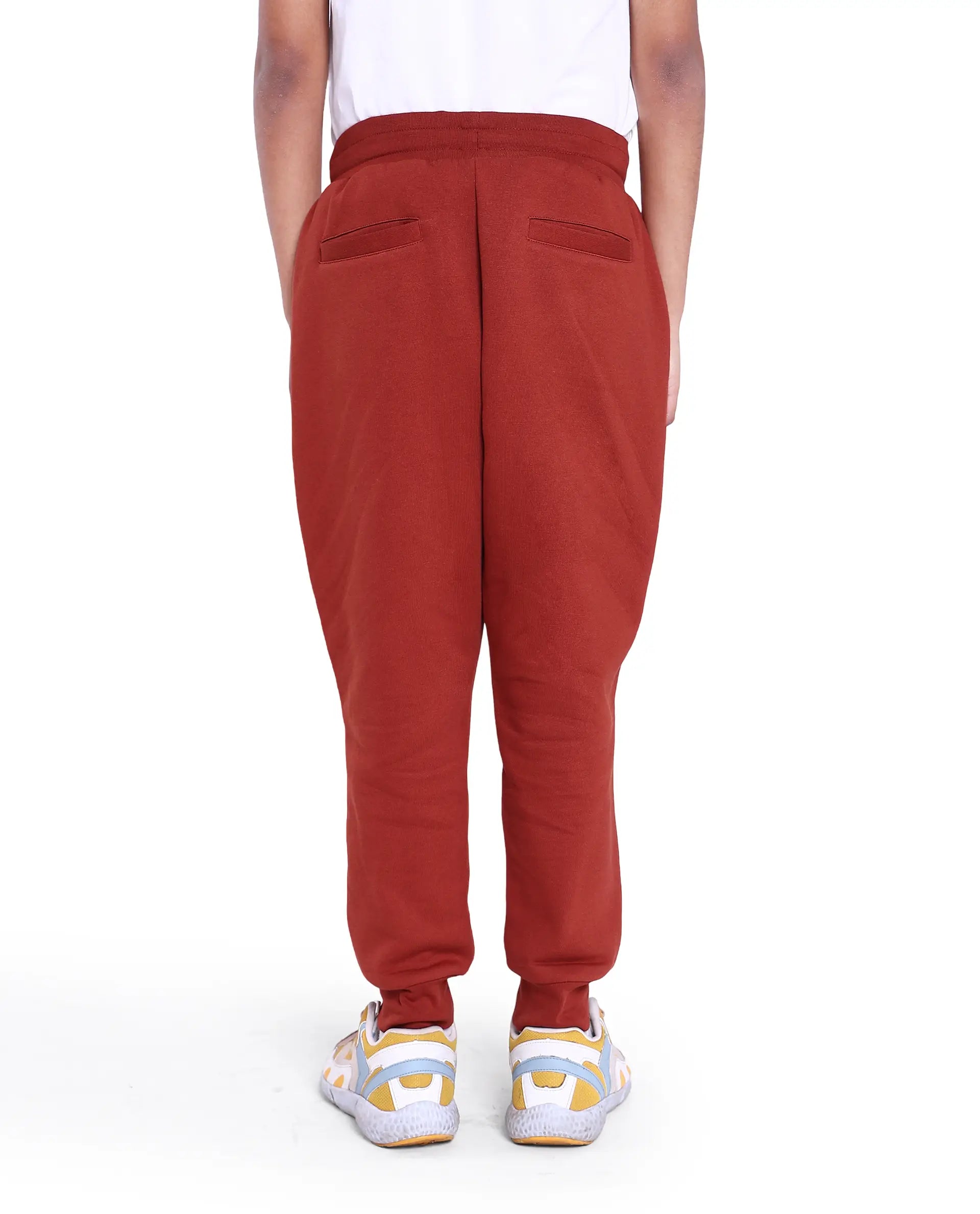 Rare Ones Kids Nir Rust Cotton Poly Solid Trackpant