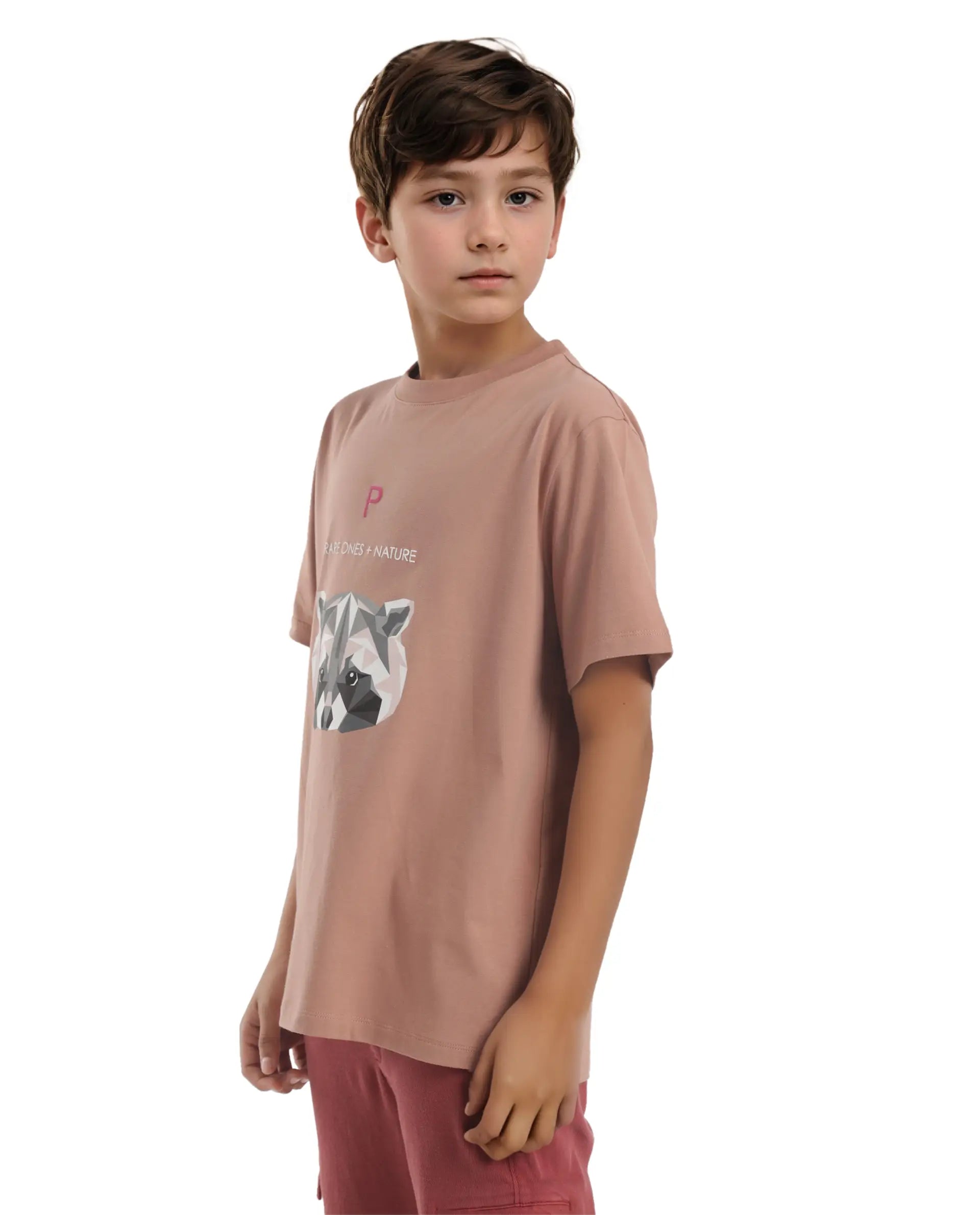 Rare Ones Kids Nito Orange Cotton Half Sleeves Crew Neck Regular Fit Animal Print T-Shirt