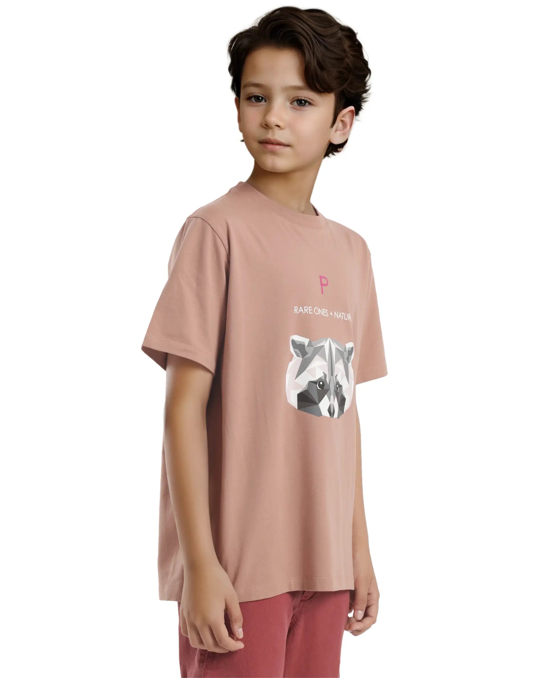 Rare Ones Kids Nito Orange Cotton Half Sleeves Crew Neck Regular Fit Animal Print T-Shirt