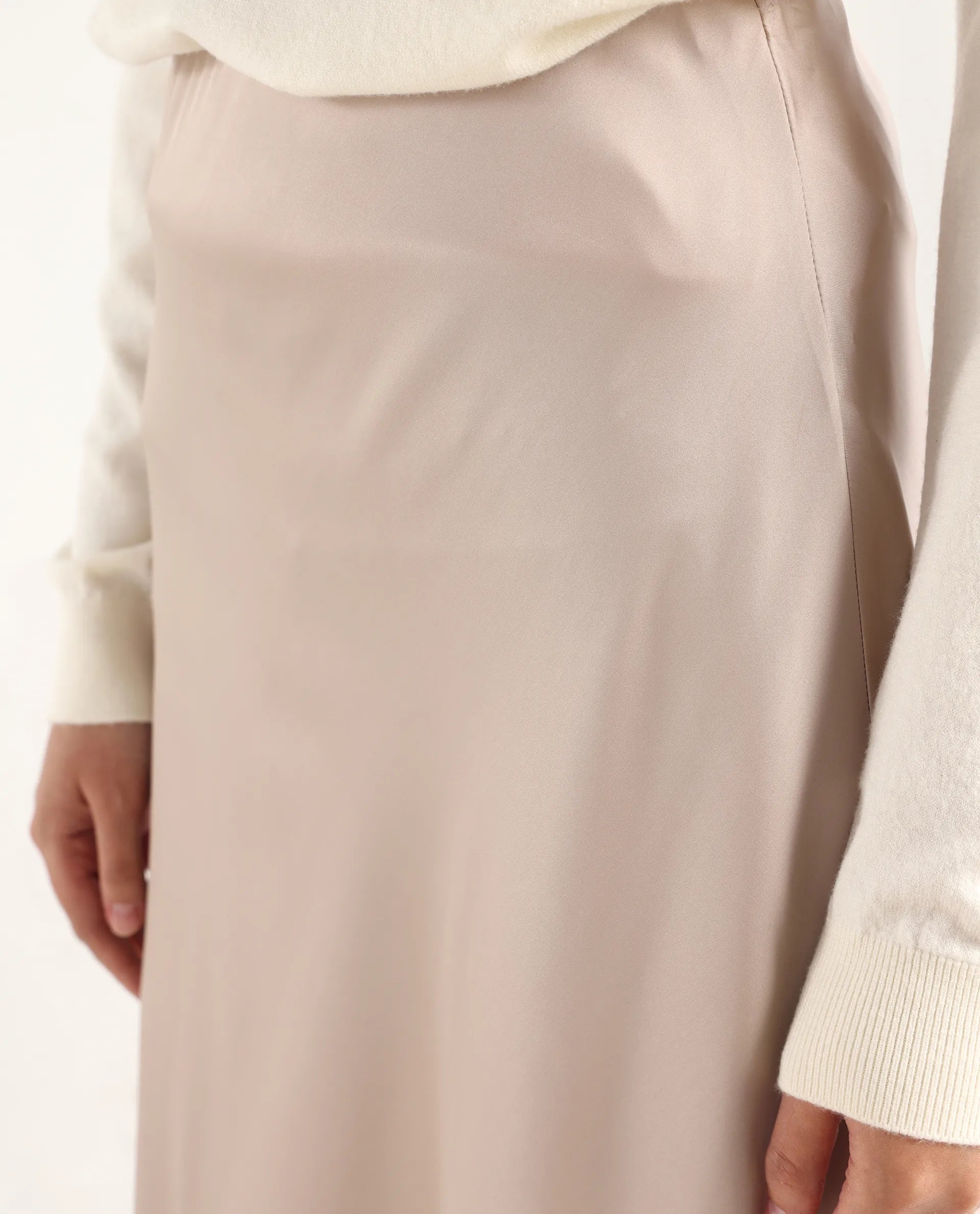 Rareism Women's Niyano Beige Polyester A-Line Skirt