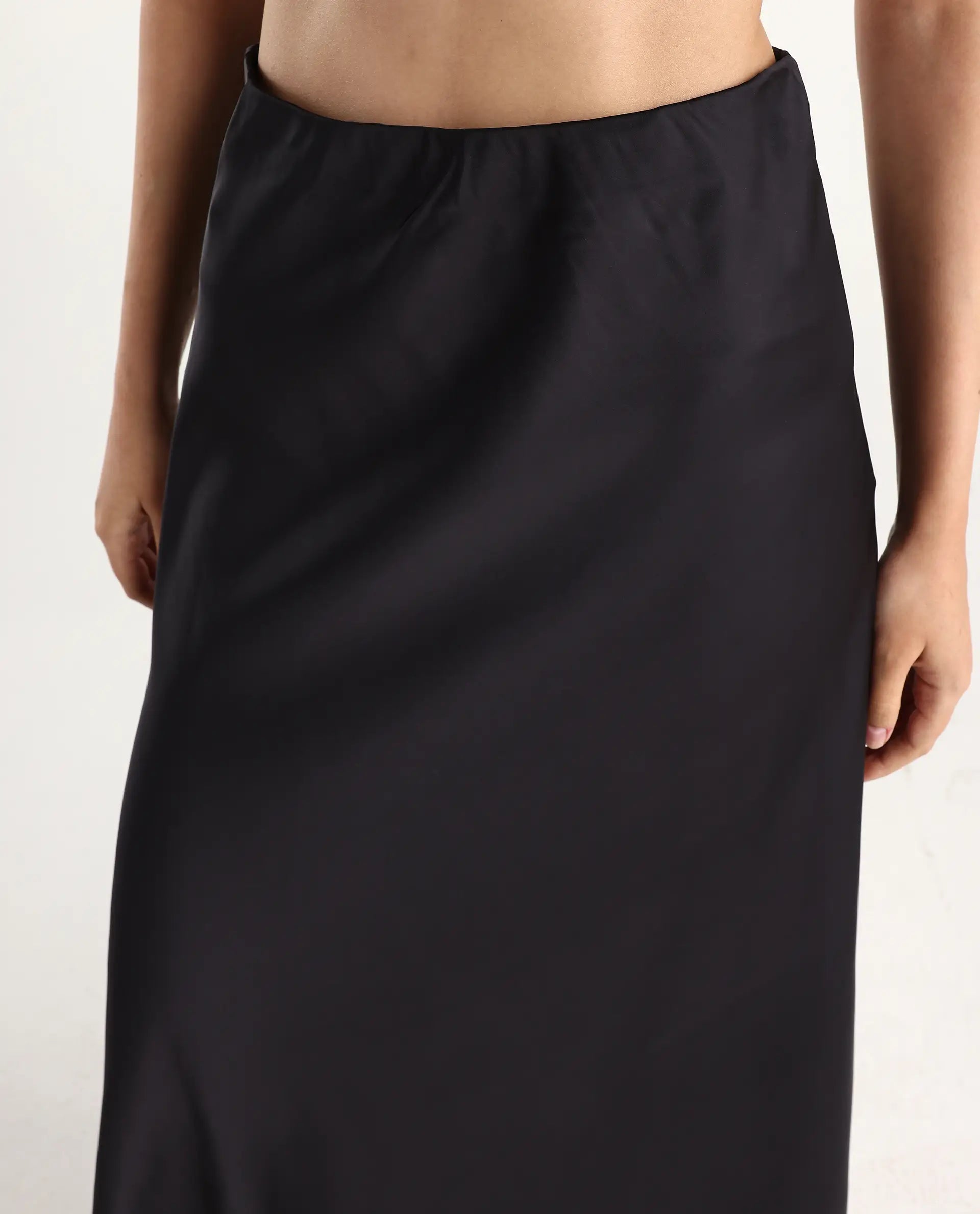 Rareism Women's Niyano Black Polyester A-Line Skirt