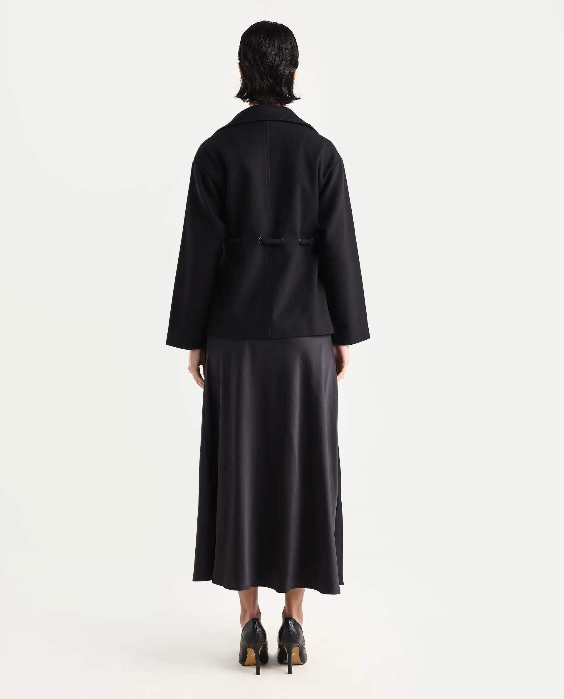 Rareism Women's Niyano Black Polyester A-Line Skirt