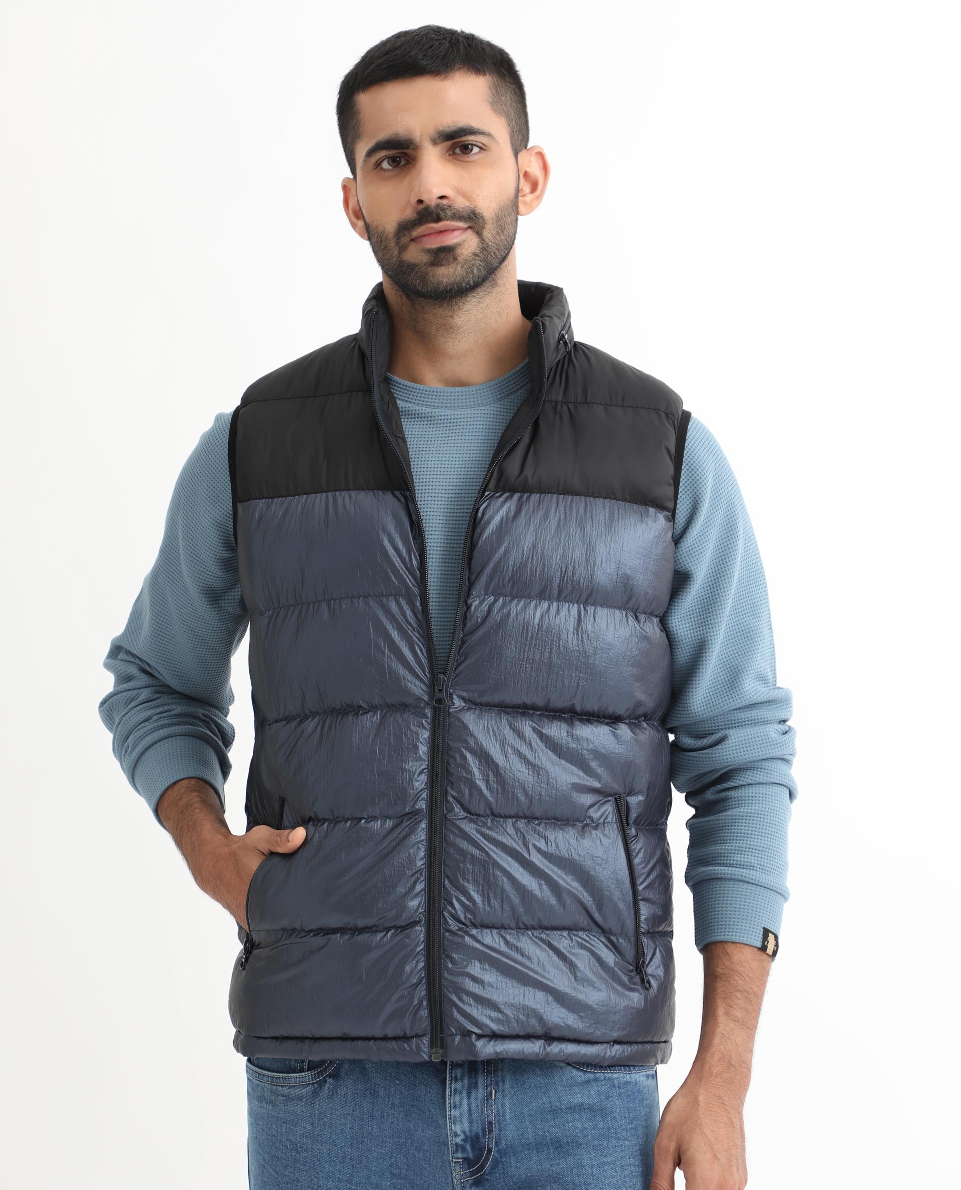 Rare Rabbit Mens Sven Teal Sweatshirt Cotton Polyester Fabric Round Neck Knitted Full Sleeves Comfortable Fit