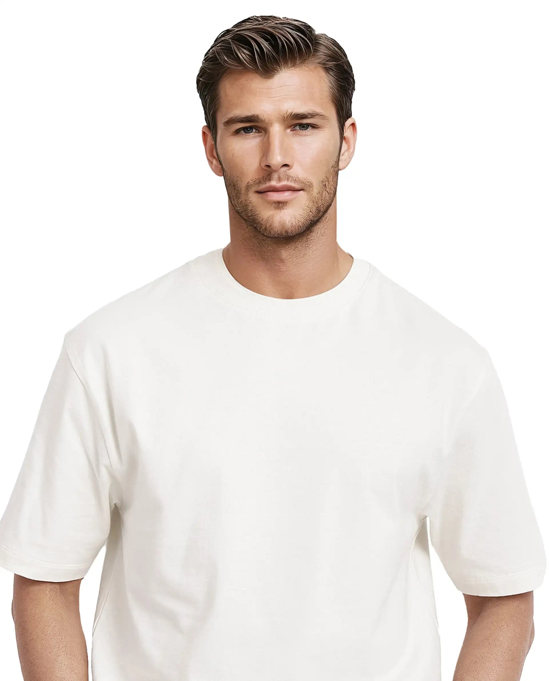 Rare Rabbit Men Nobs Off White Short Sleeve Crew Neck Oversized Fit Graphic Print T-Shirt