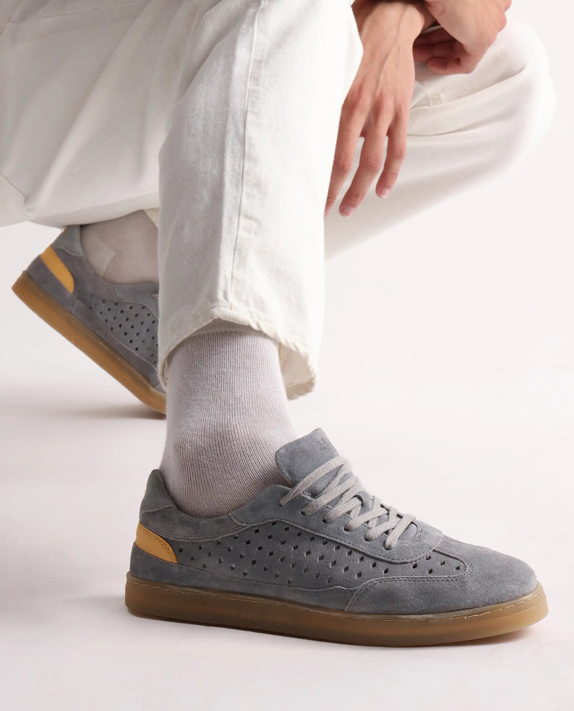 Rare Rabbit Men Norma Grey Suede Lace-Up Closure Sneaker