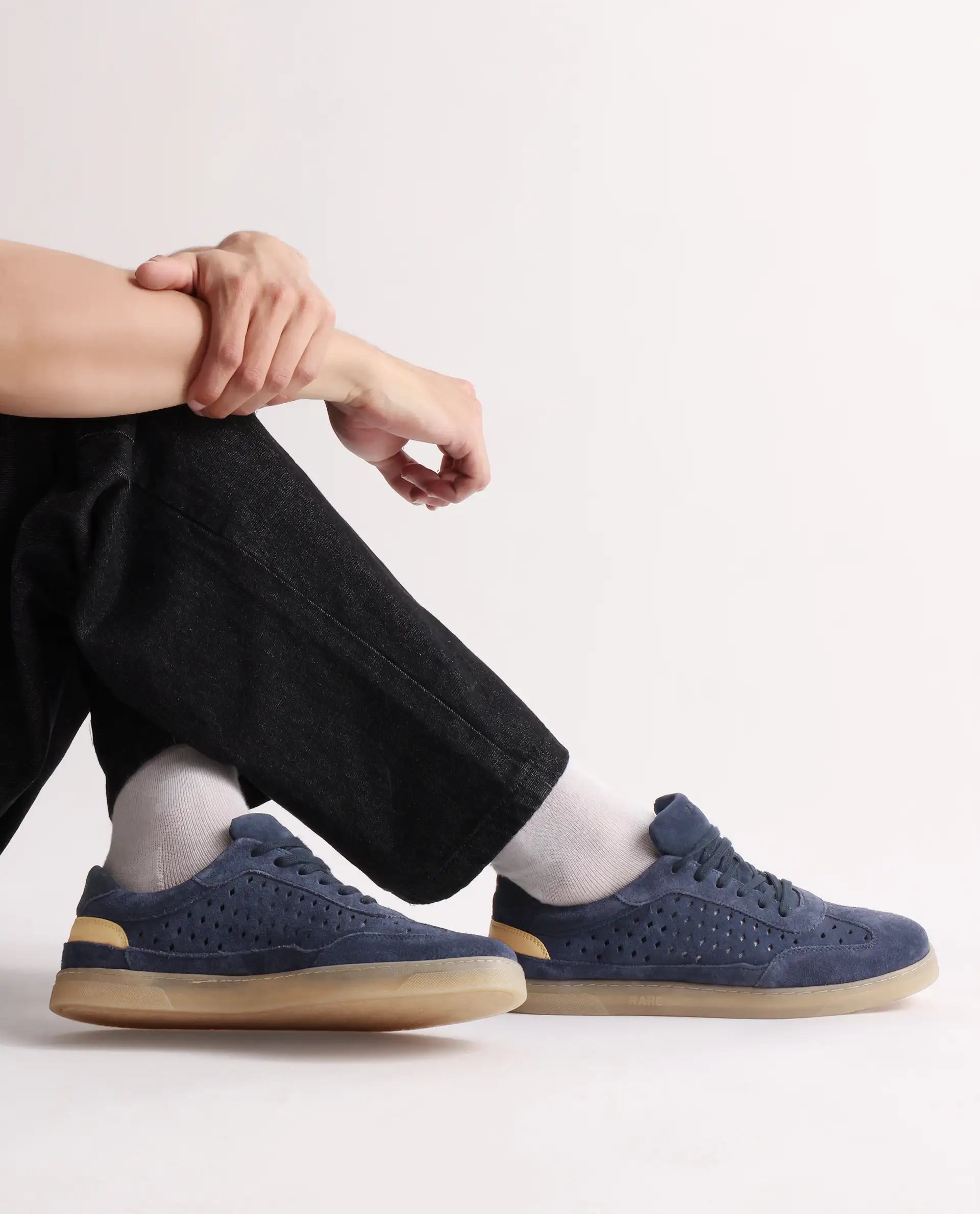 Rare Rabbit Men Norma Navy Suede Lace-Up Closure Sneaker