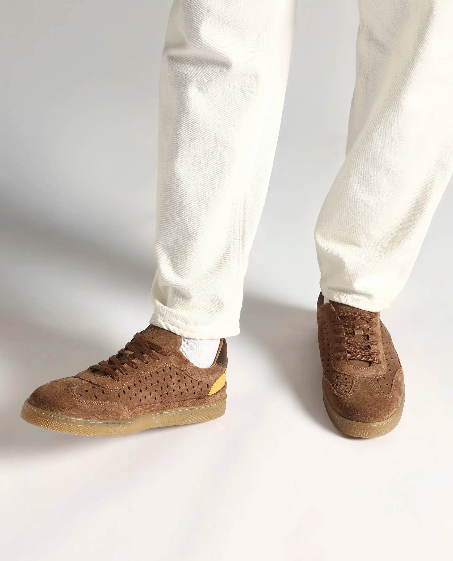 Rare Rabbit Men Norma Tan Suede Lace-Up Closure Sneaker