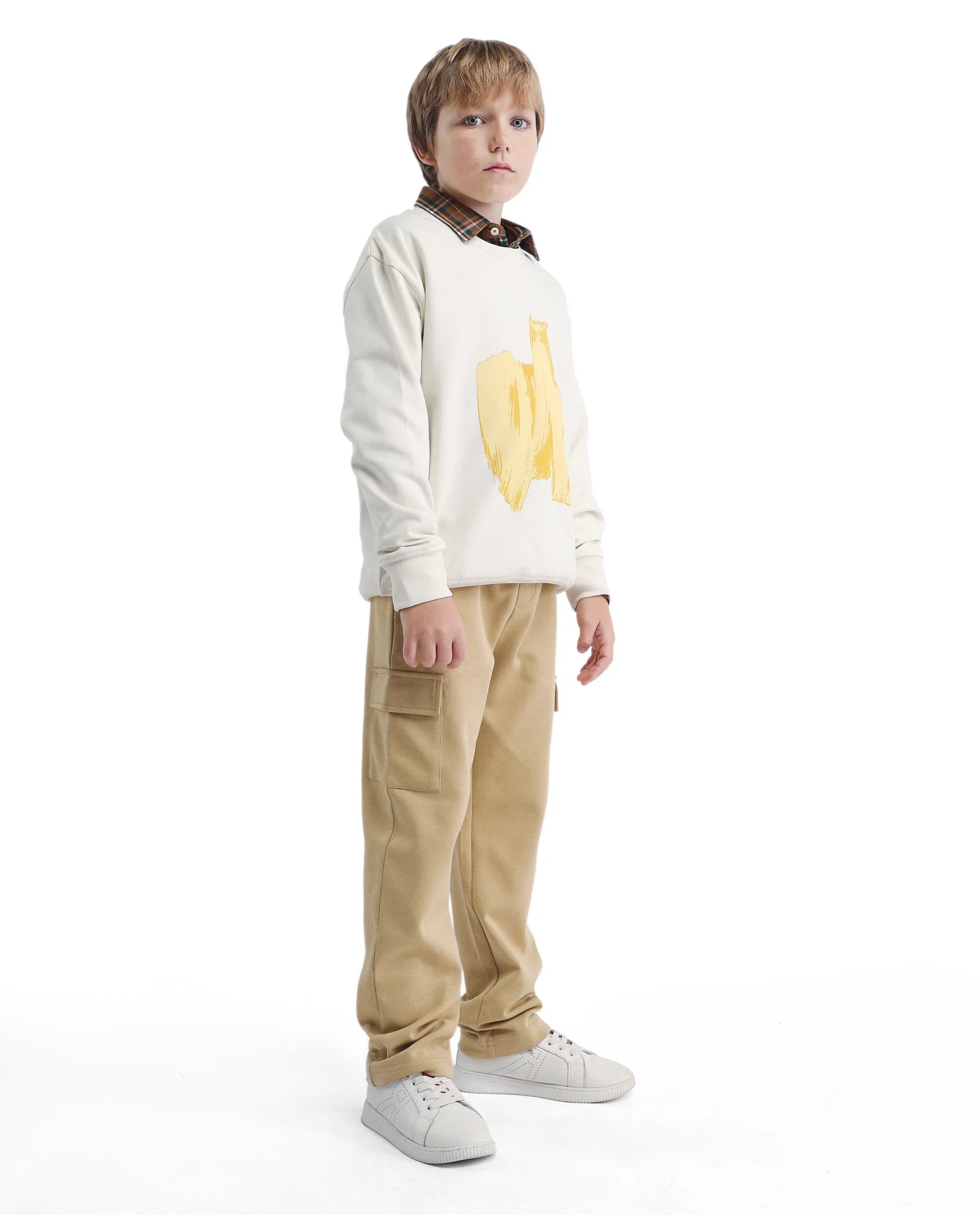 Rare Ones Kids Nitro-B Tan Cotton Blend Plain Regular Fit Trackpant