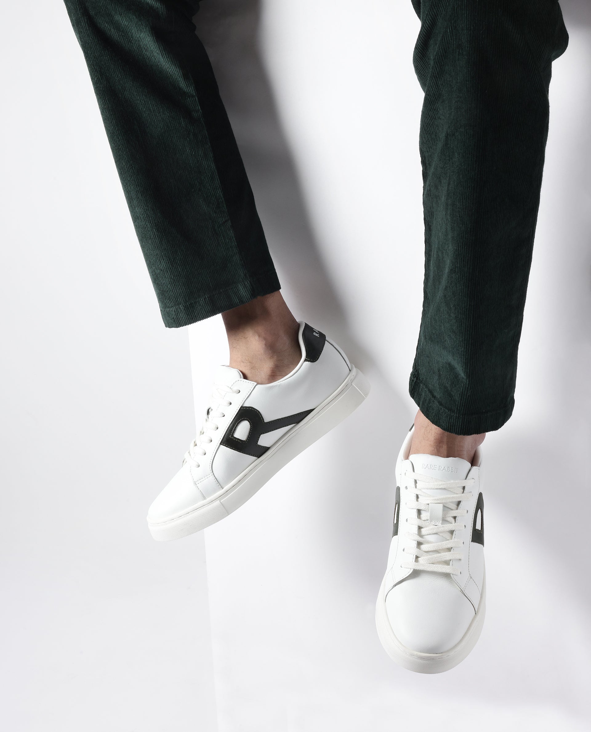 Rare Rabbit Men's Nova Dusky Green Round Toe Smart Casual Low-Top Lace-Up Logo Branding Sneaker Shoes