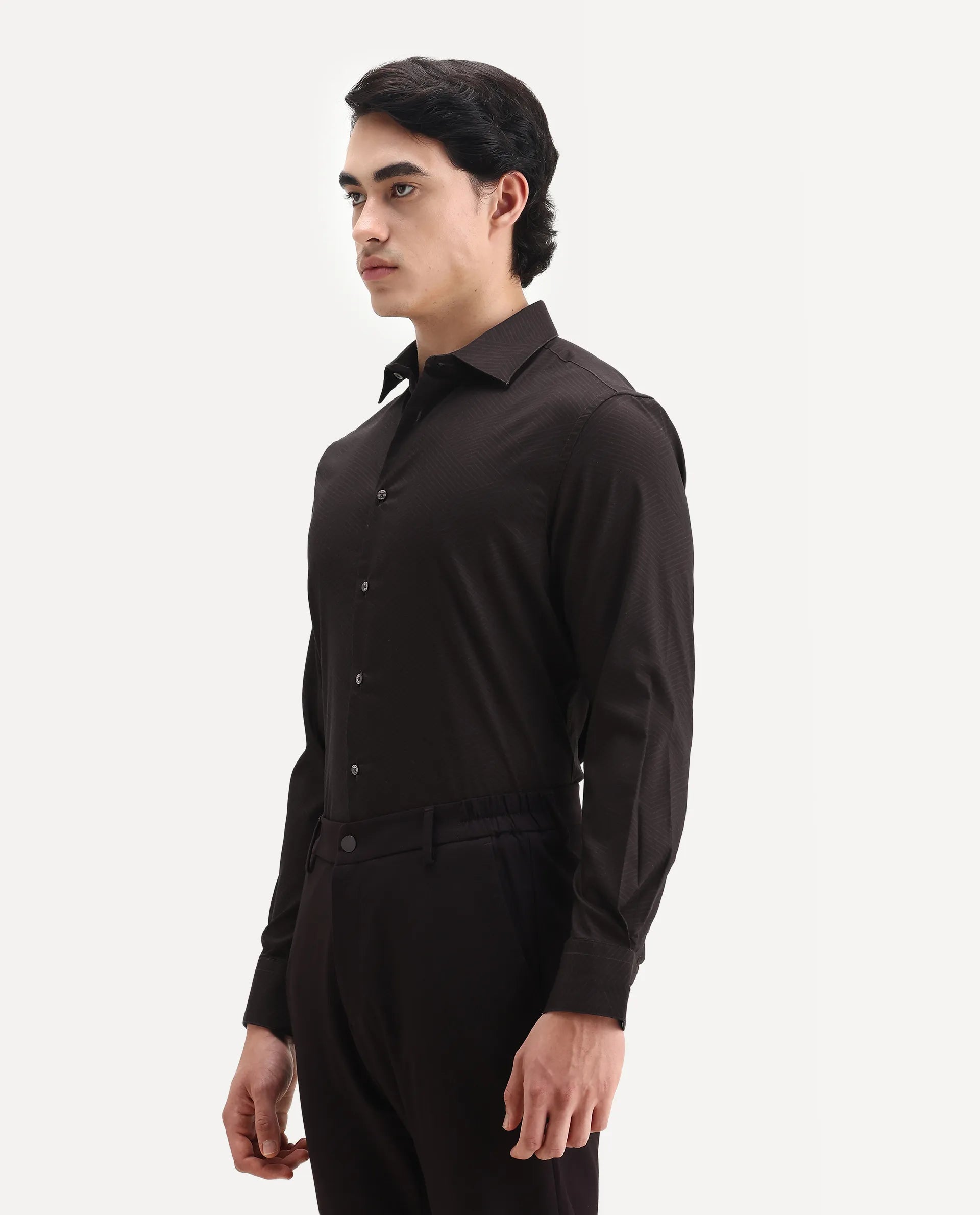 Rare Rabbit Men's Noven Maroon Cotton Geometric Print Regular Fit Full Sleeve Collared Shirt