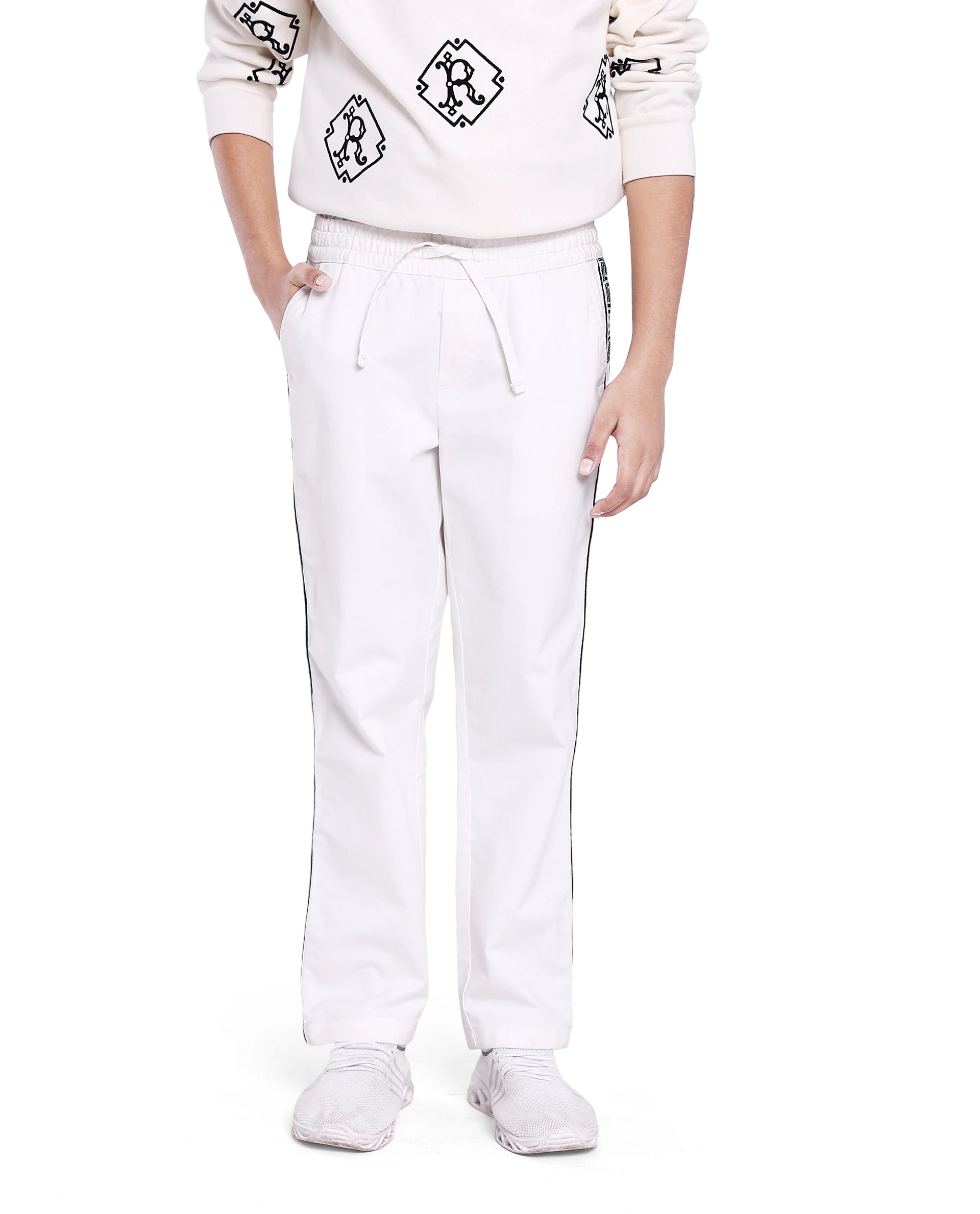Rare Ones Kids Novi White Cotton Solid Trouser
