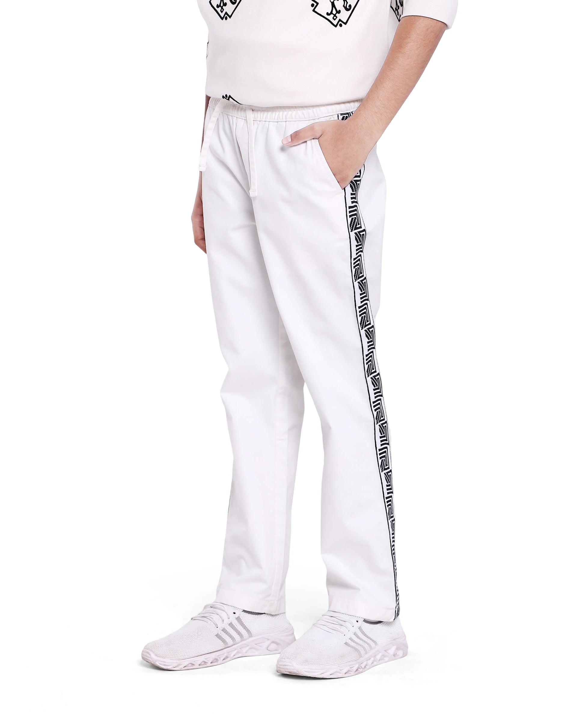 Rare Ones Kids Novi White Cotton Solid Trouser