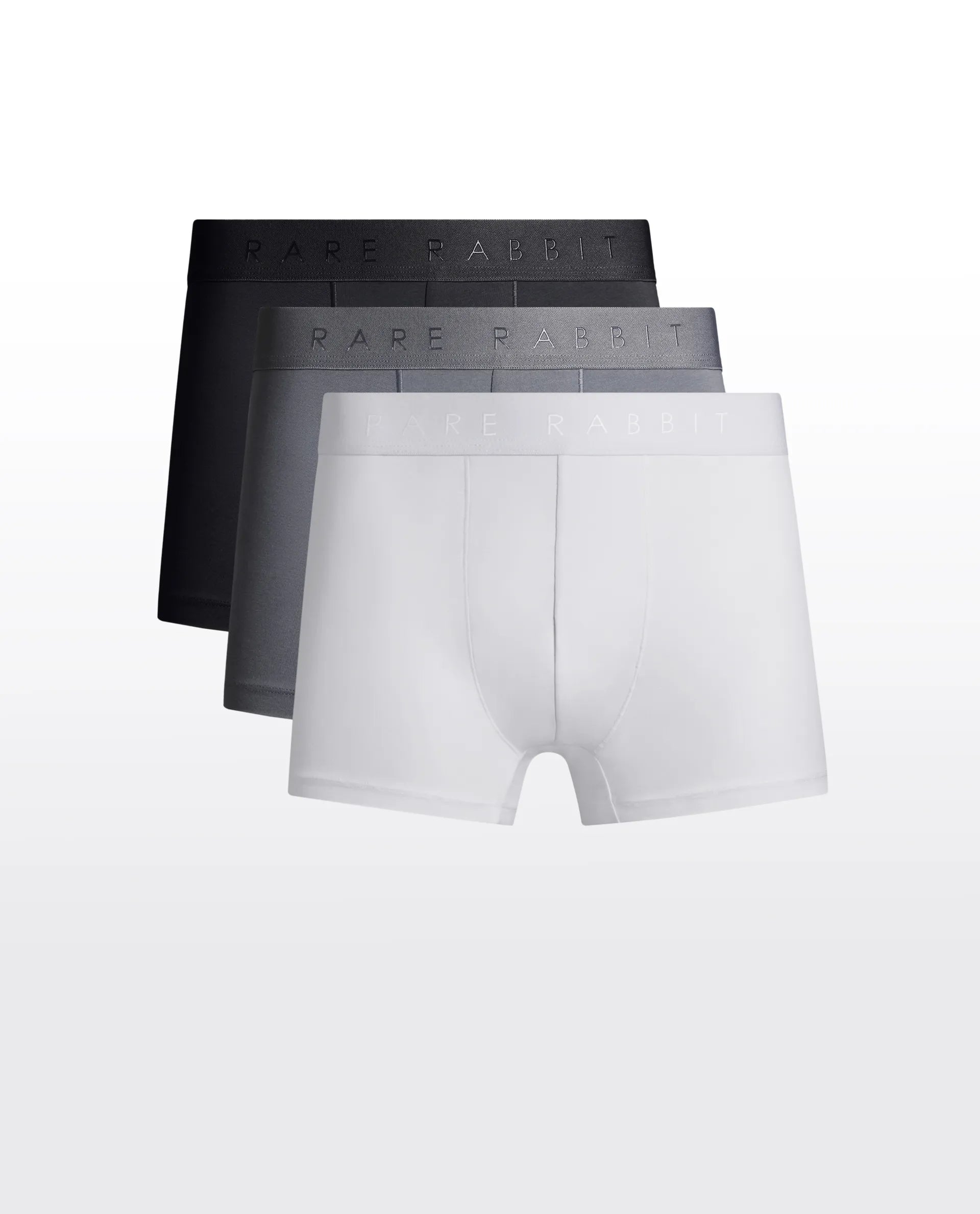 Rare Rabbit Men Now Black/White/Grey Soft Cotton Stretch Trunks (Pack Of 3)