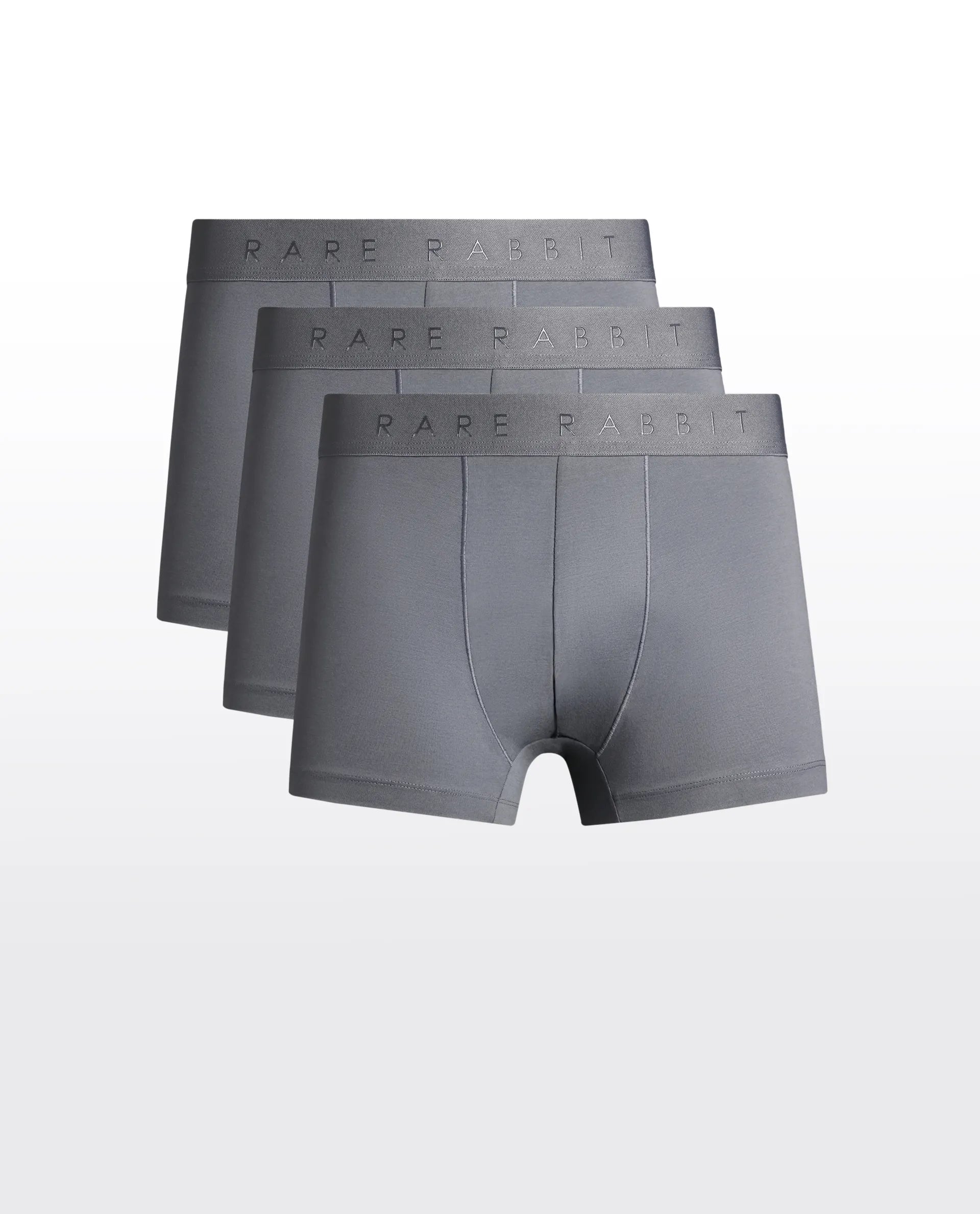 Rare Rabbit Men Now Grey Soft Cotton Stretch Trunks (Pack Of 3)