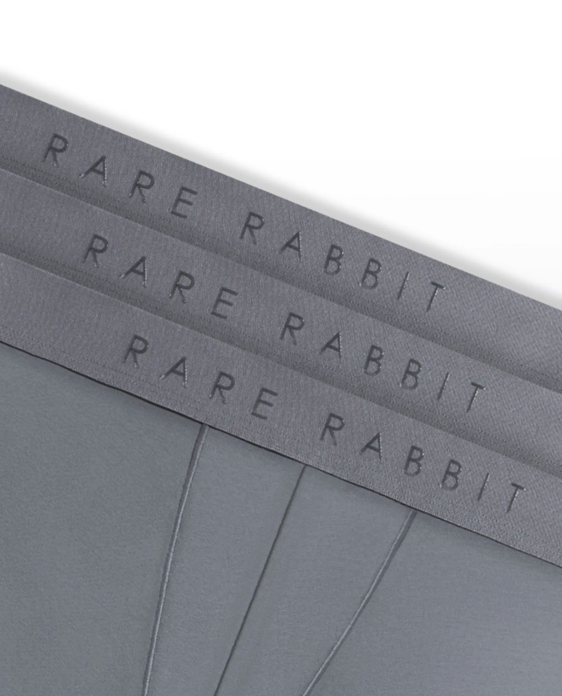 Rare Rabbit Men Now Grey Soft Cotton Stretch Trunks (Pack Of 3)