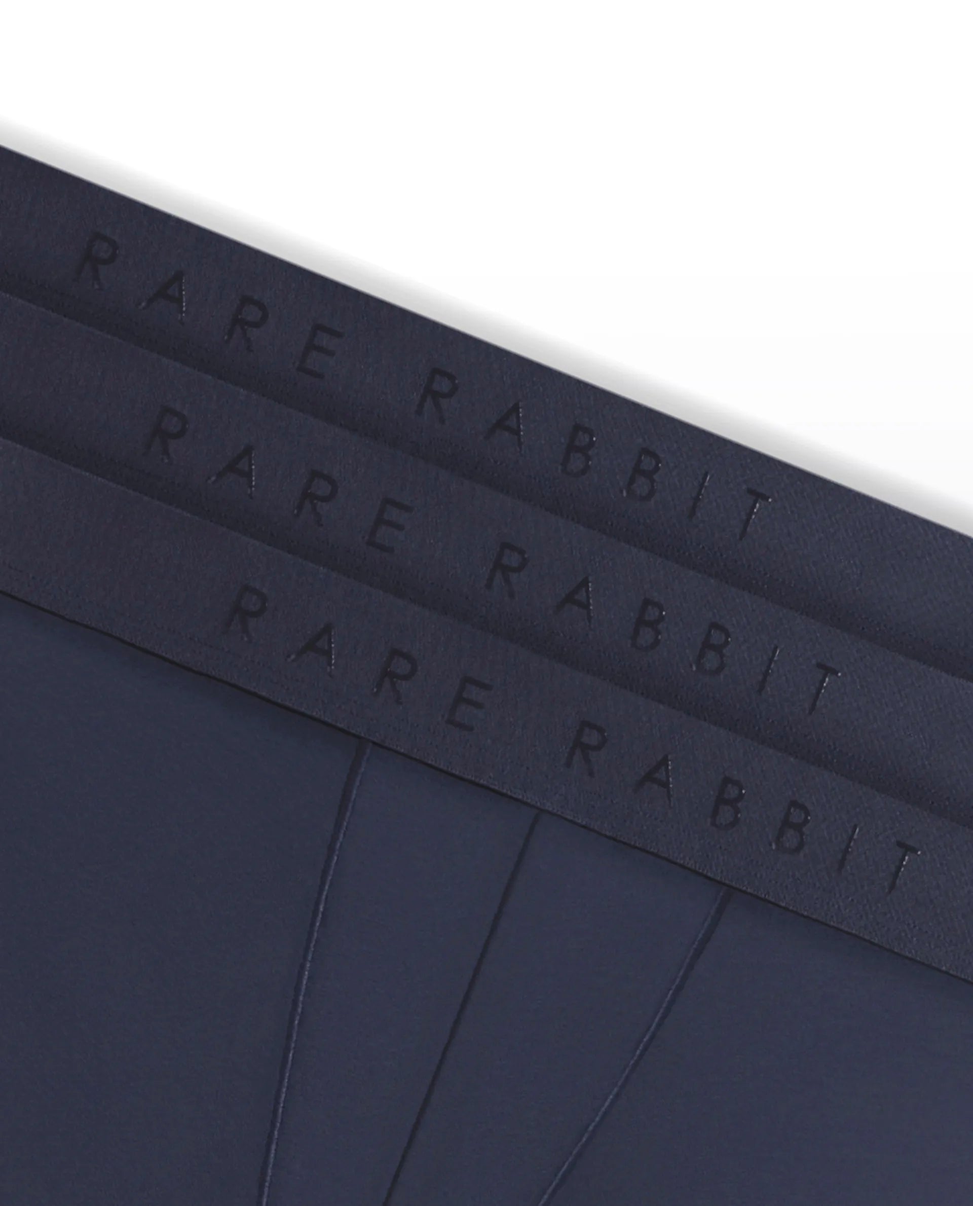 Rare Rabbit Men Now Navy Soft Cotton Stretch Trunks (Pack Of 3)