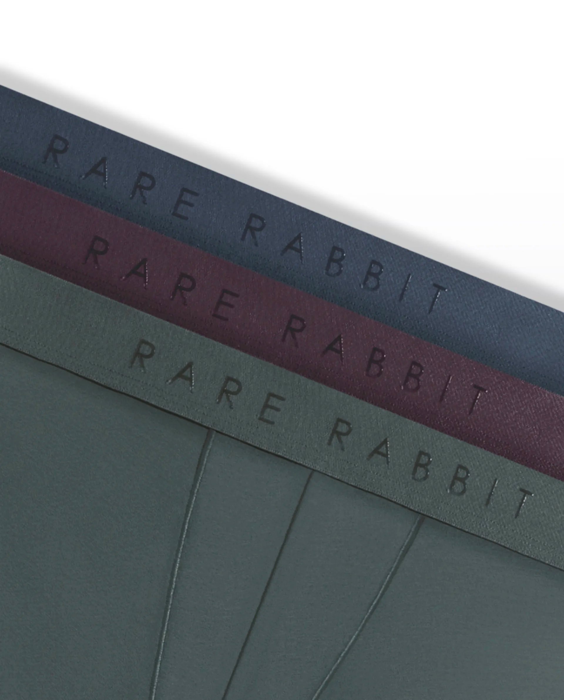 Rare Rabbit Men Now Olive/Prune/Teal Soft Cotton Stretch Trunks (Pack Of 3)