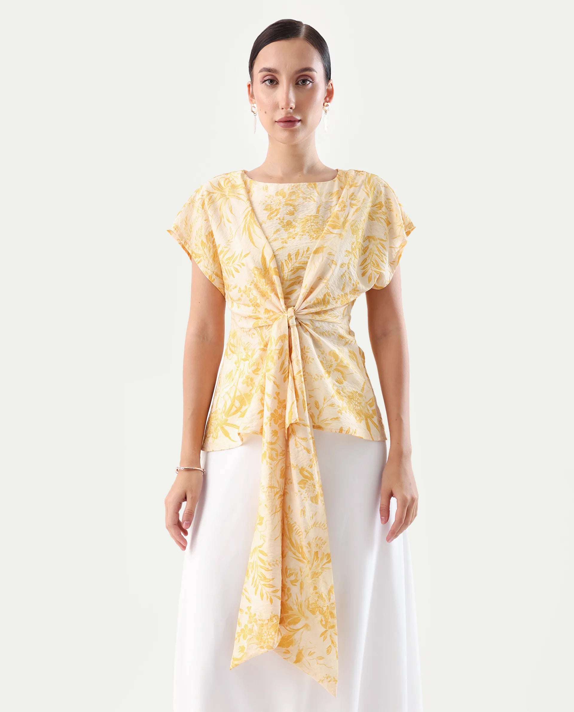 Rareism Women's Nuand Beige Viscose Blend V-Neck Regular Fit Top