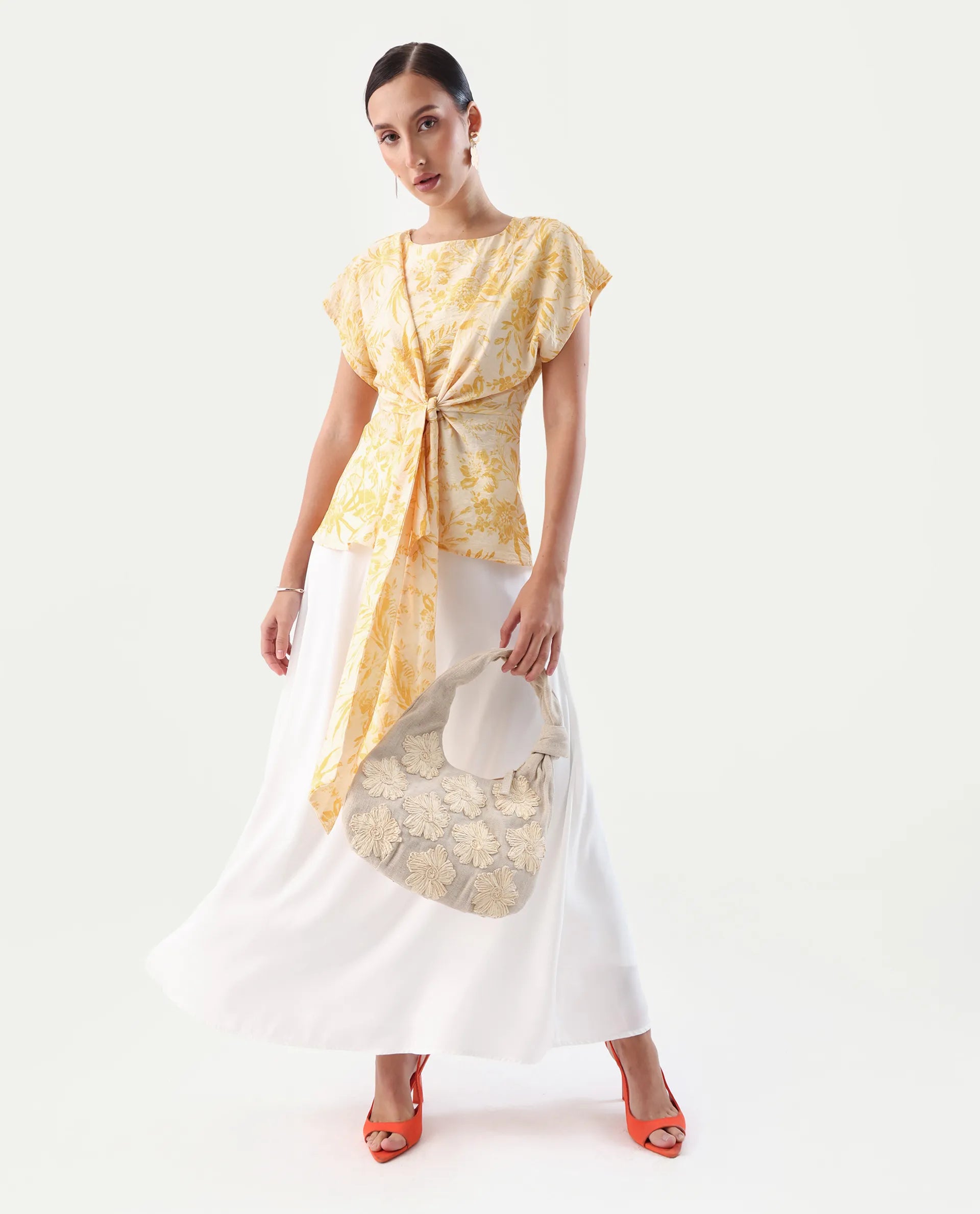 Rareism Women's Nuand Beige Viscose Blend V-Neck Regular Fit Top