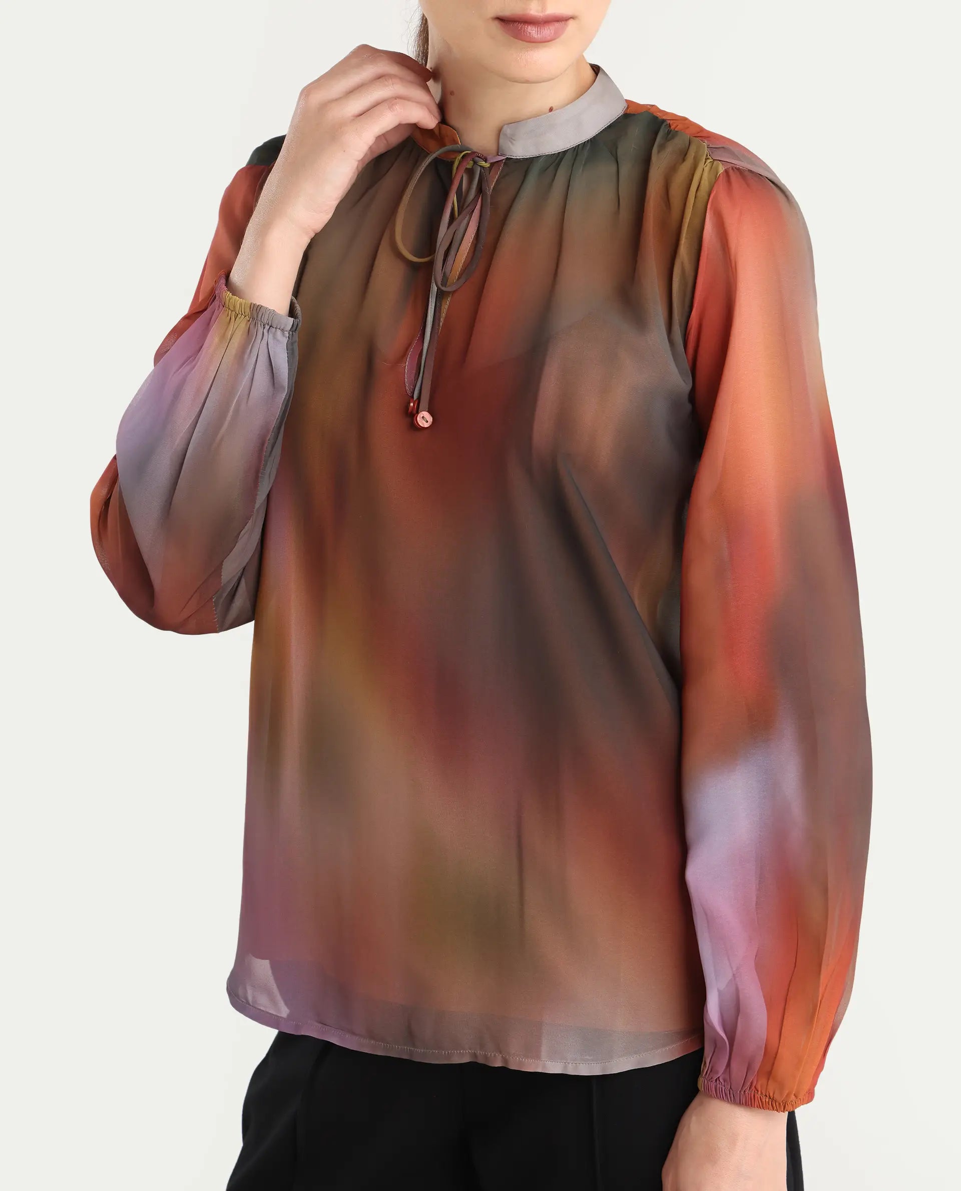 Rareism Women Nucos Multi Round Neck Pull On Closure Relaxed Fit Printed Top