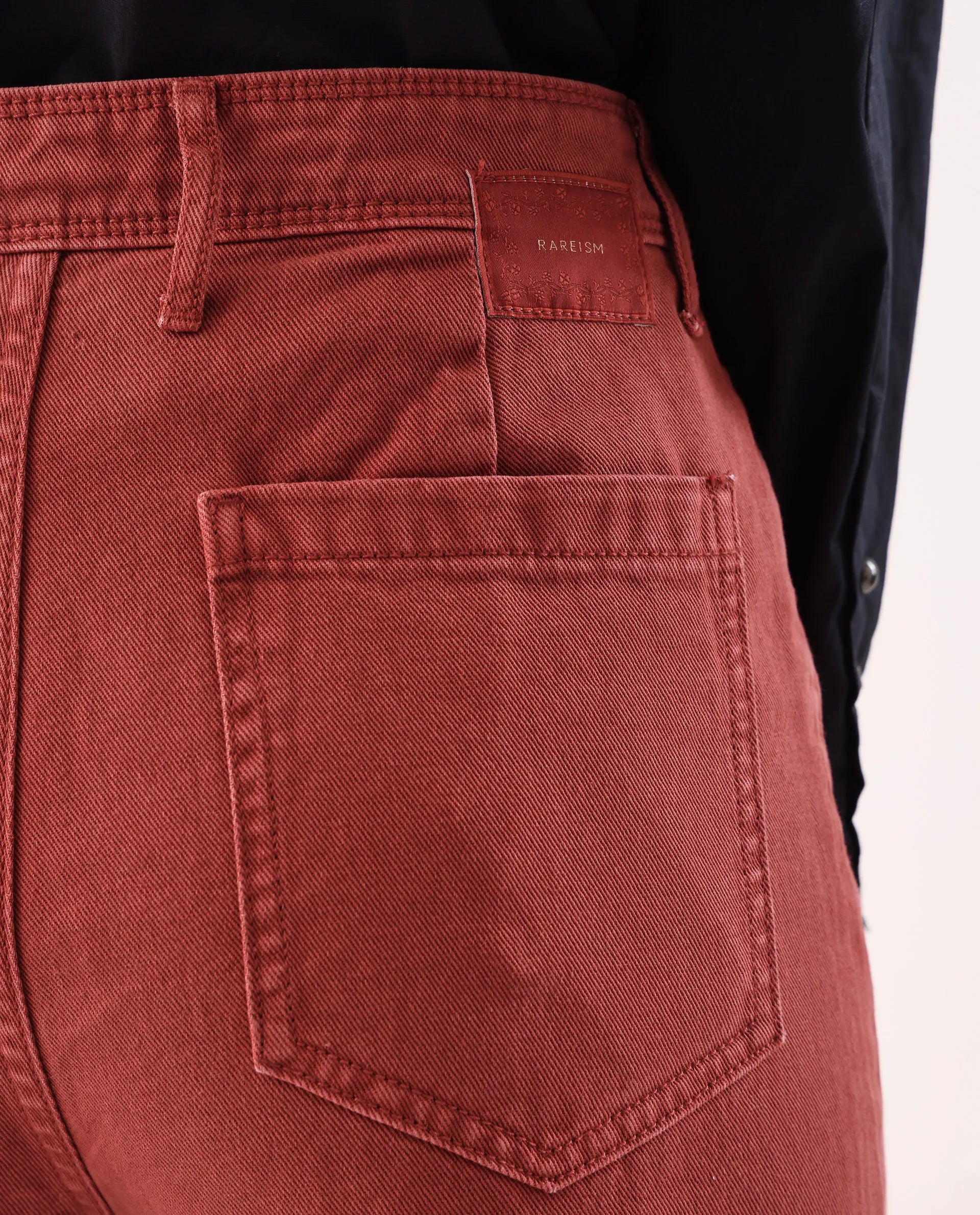 Rareism Women's Nufes Rust Cotton Wide Ankle Length Plain Trouser