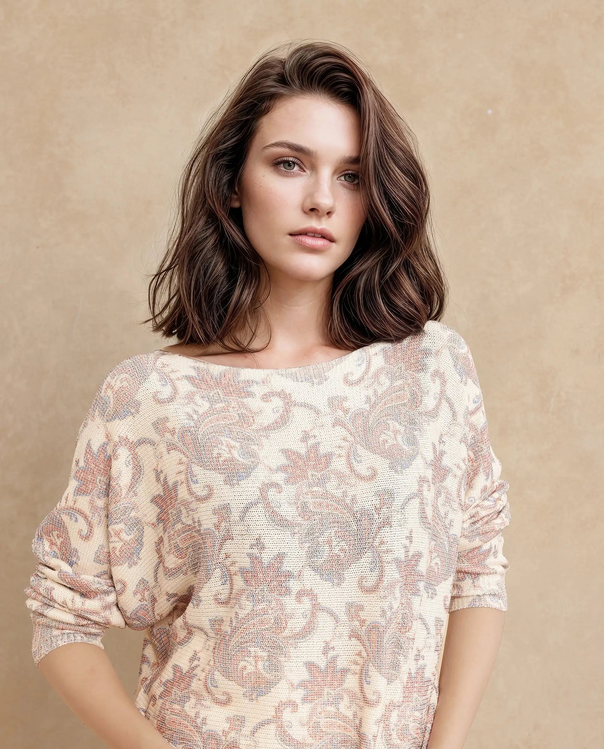 Rareism Women Nupint Light Multi Polyester Viscose Fabric Full Sleeve Relaxed Fit Top