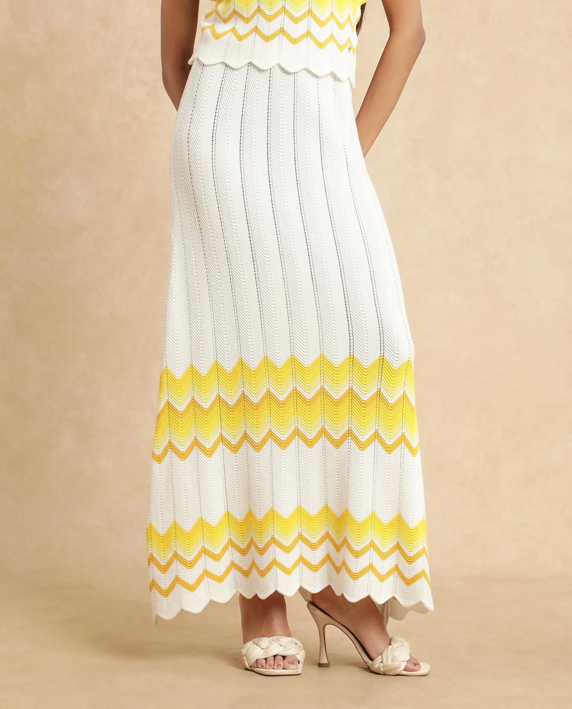 Rareism Women Nupstir-B Yellow Cotton Fabric Slip On Straight Fit Maxi Plain Skirt