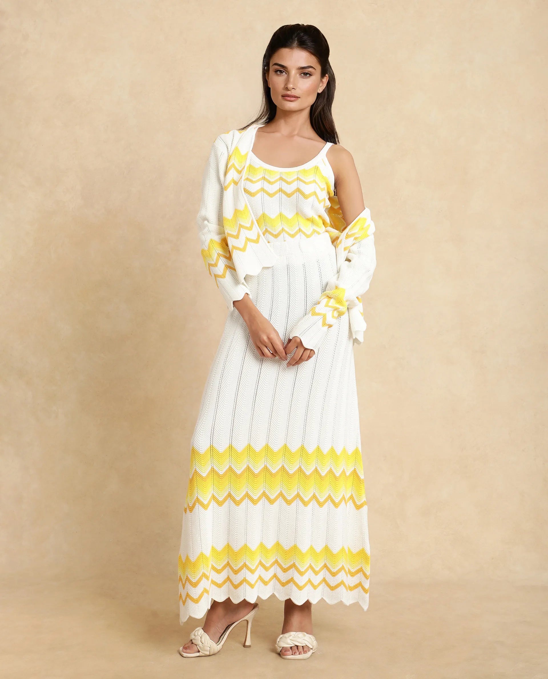 Rareism Women Nupstir-B Yellow Cotton Fabric Slip On Straight Fit Maxi Plain Skirt